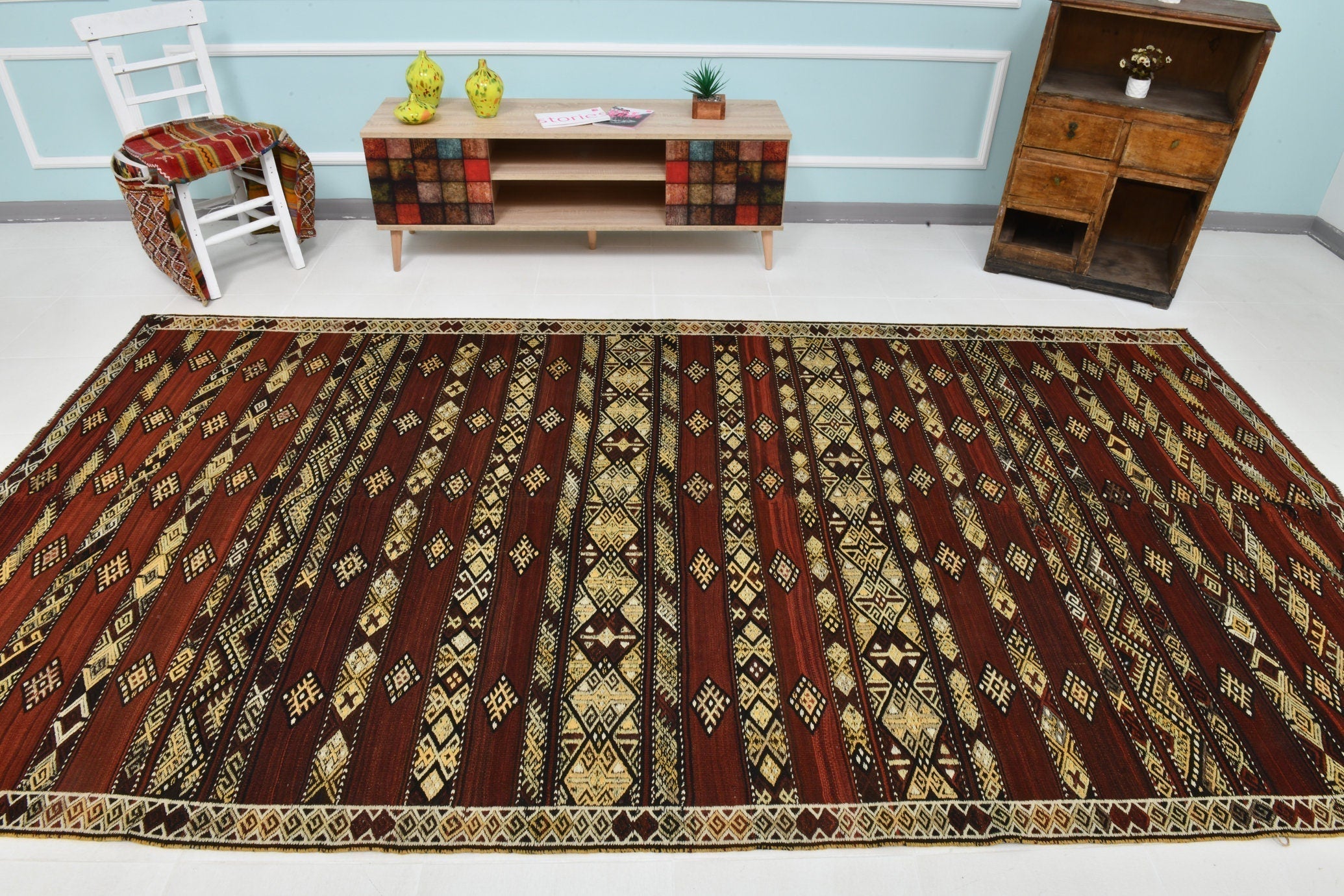 Turkish Kilim Old Rug 11’1’ x 5’12’