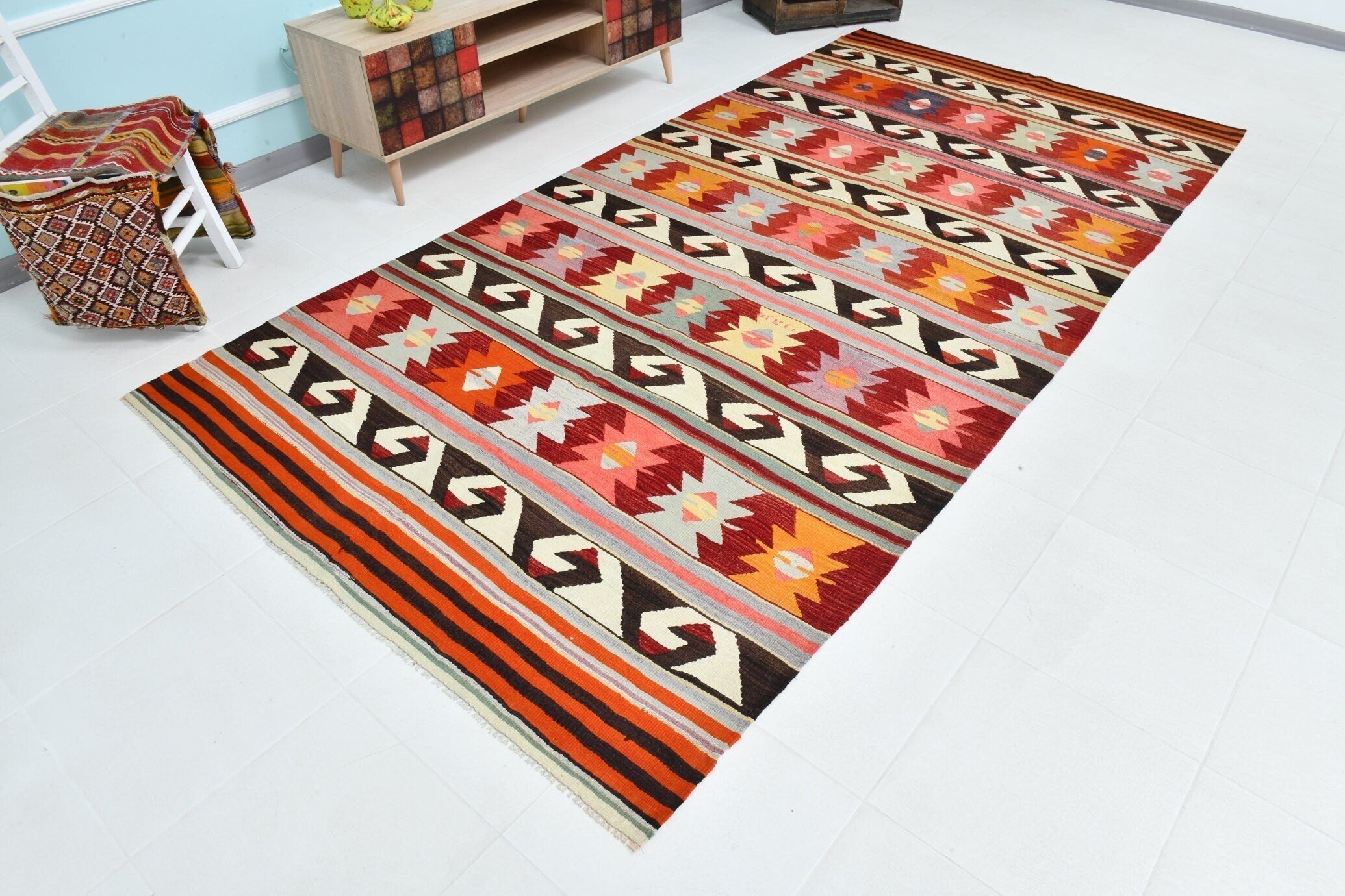 Turkish Kilim Old Rug 11’2’ x 5’7’