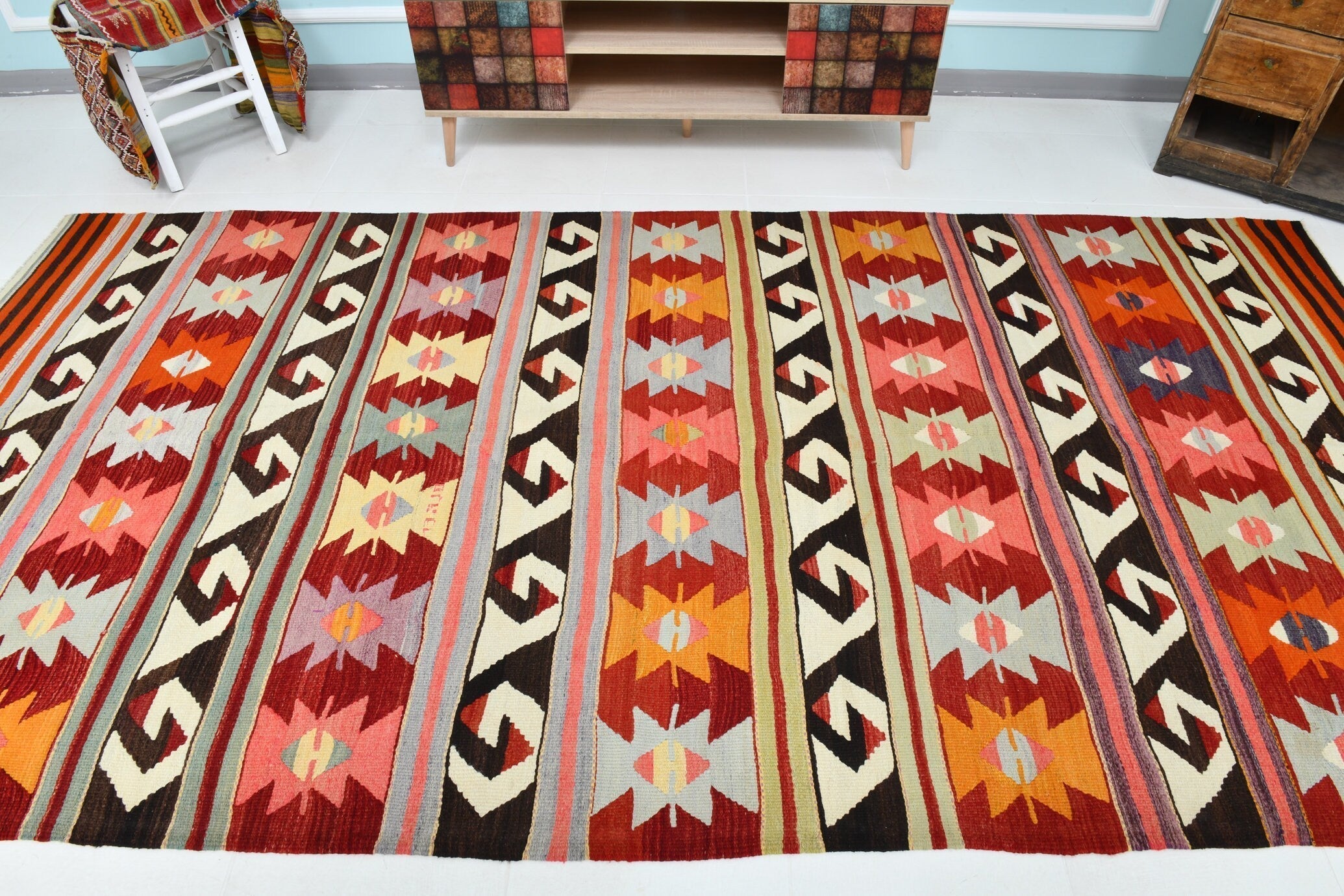 Turkish Kilim Old Rug 11’2’ x 5’7’