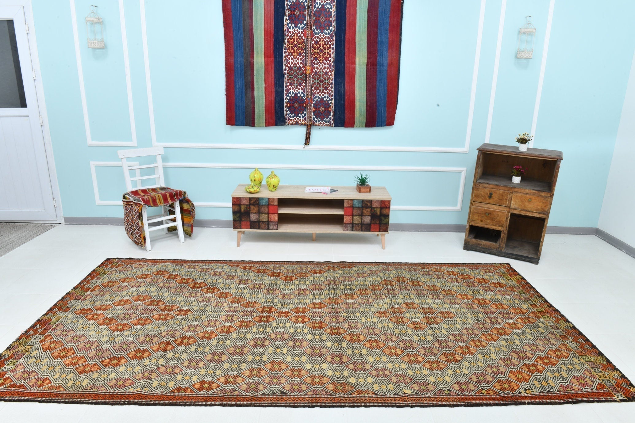 Turkish Kilim Old Rug 11’4’ x 5’7’