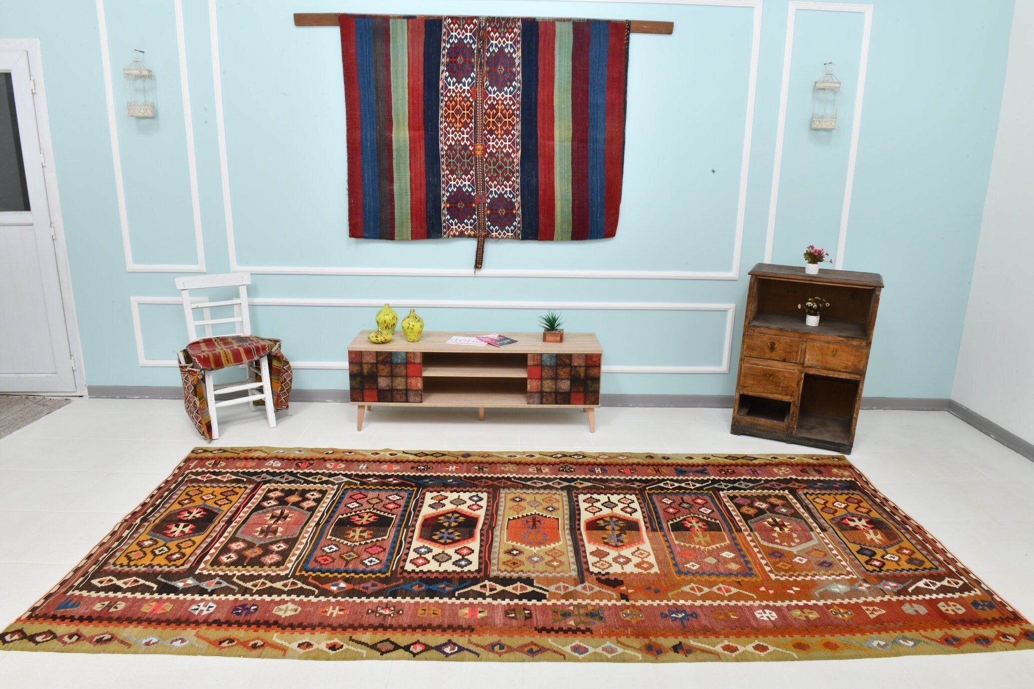 Turkish Kilim Old Rug 11’5’ x 5’4’