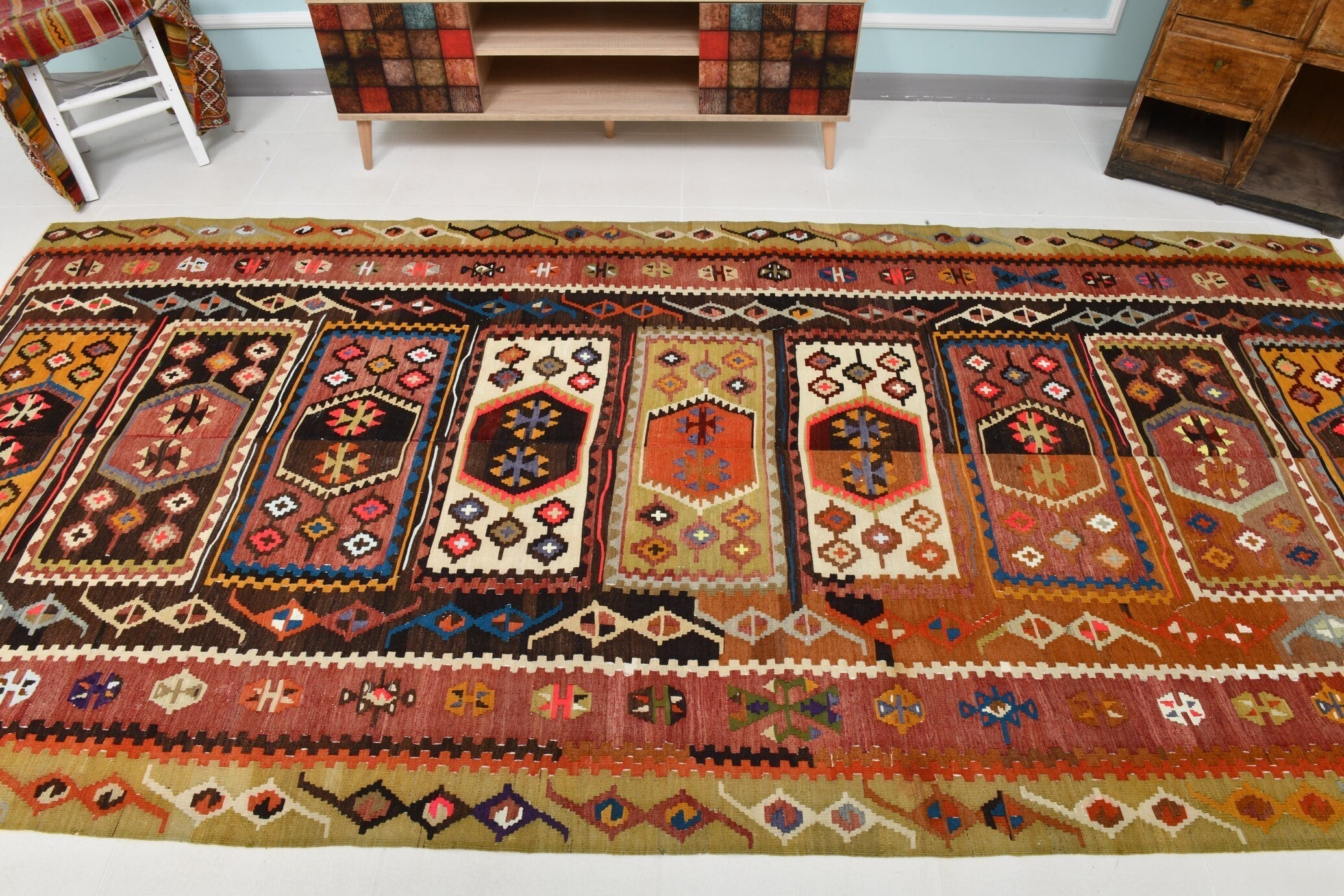 Turkish Kilim Old Rug 11’5’ x 5’4’