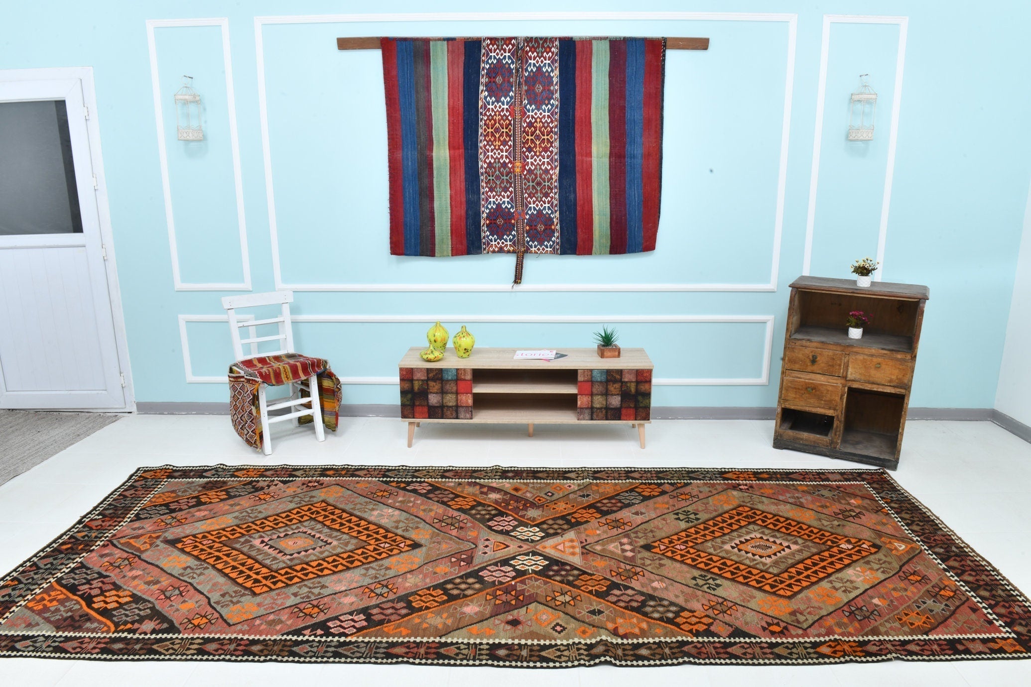 Turkish Kilim Old Rug 12’10’ x 5’1’