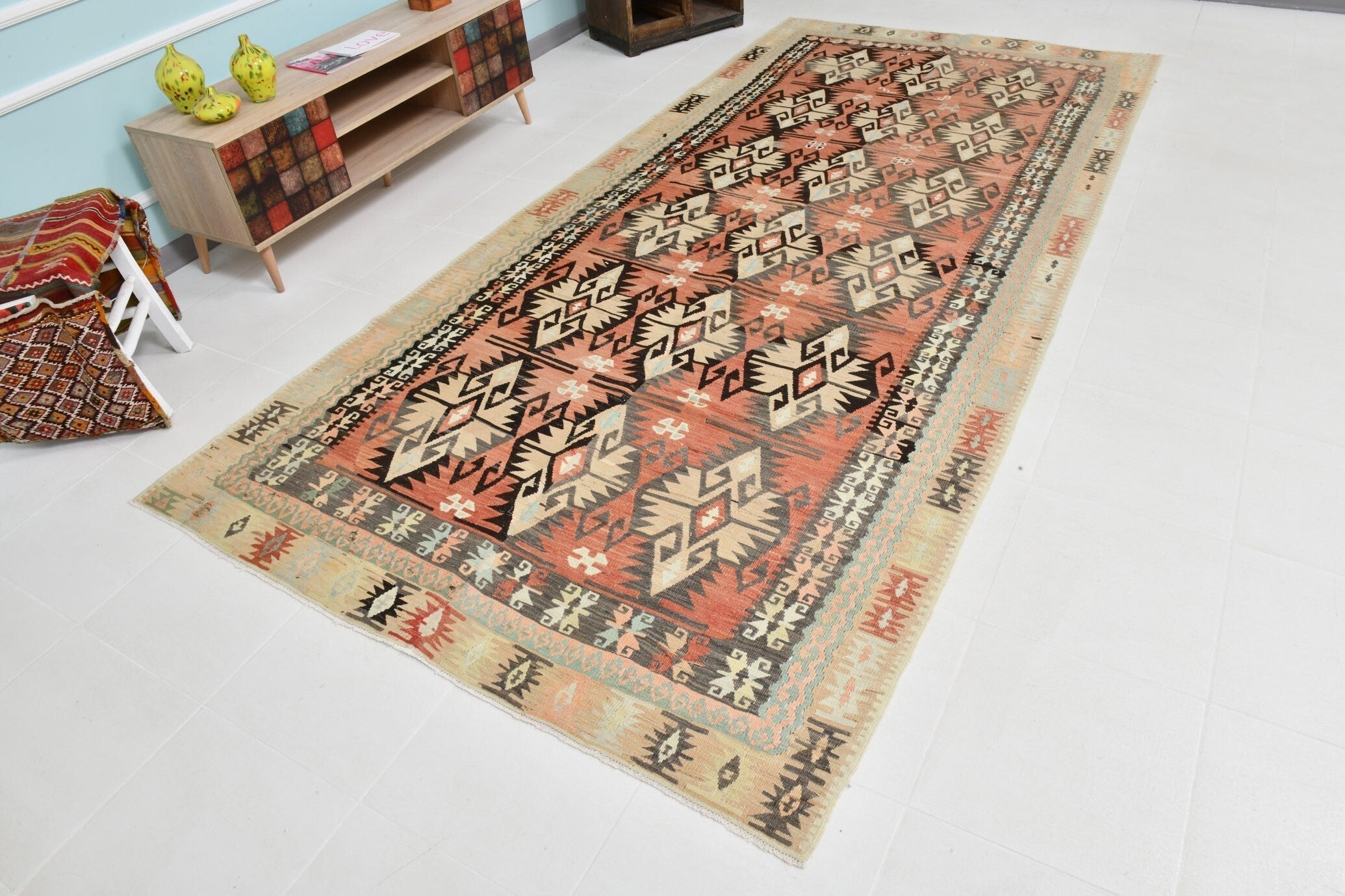 Turkish Kilim Old Rug 12’4’’ x 5’9’’