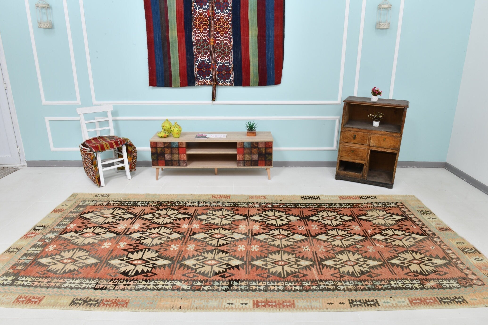 Turkish Kilim Old Rug 12’4’’ x 5’9’’