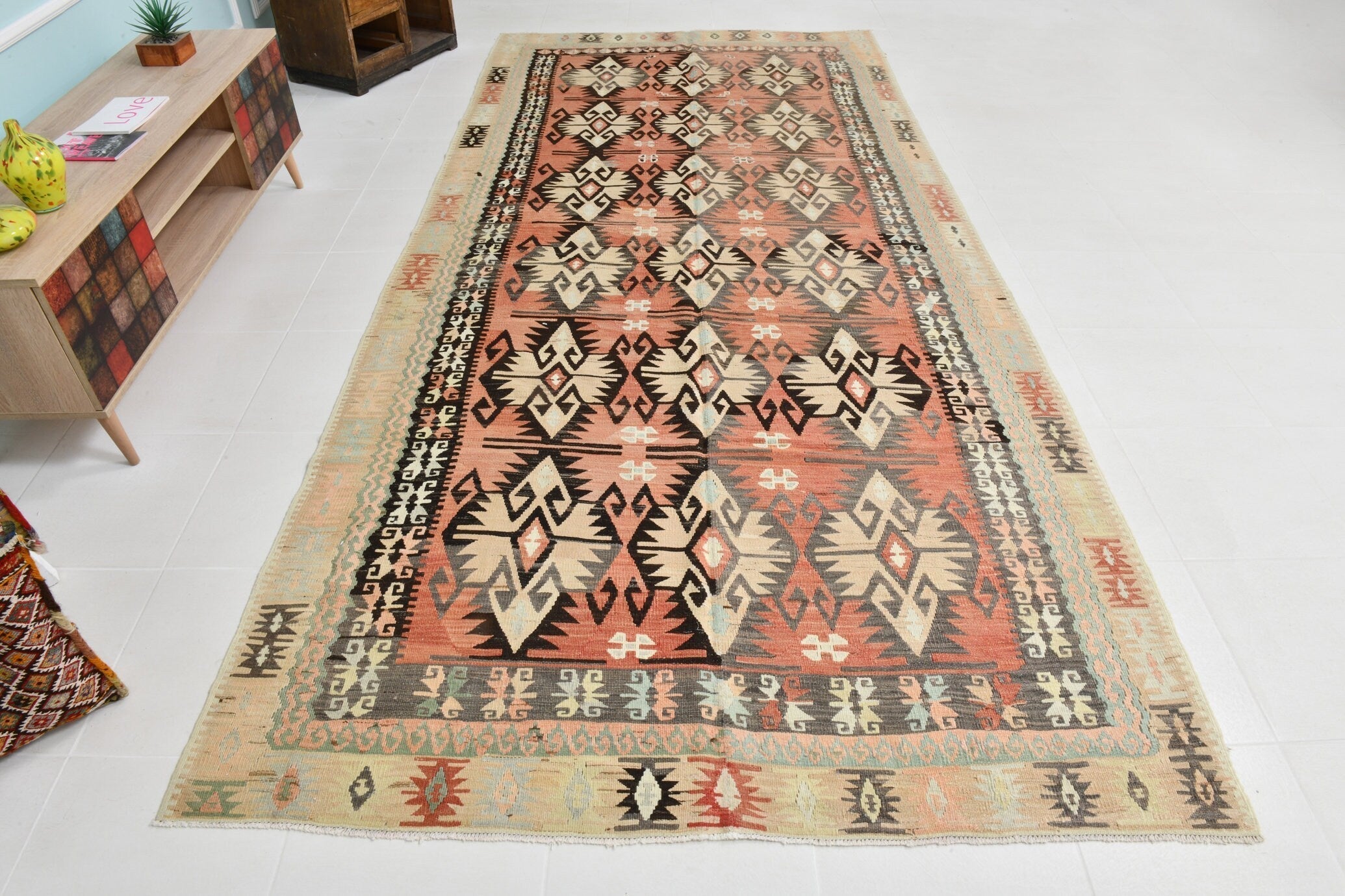 Turkish Kilim Old Rug 12’4’’ x 5’9’’