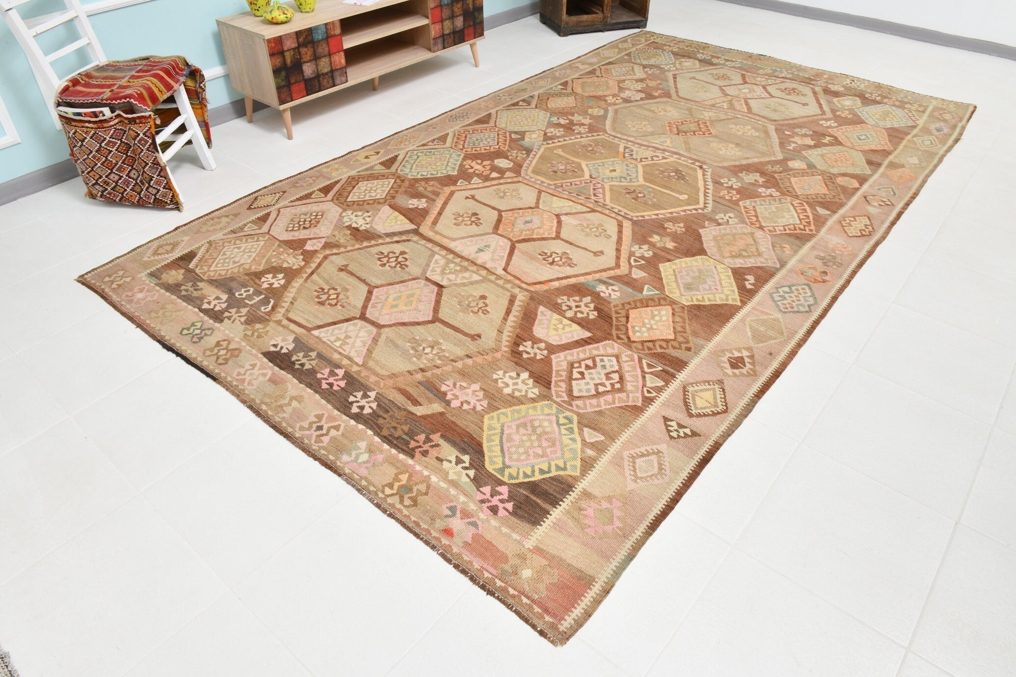 Turkish Kilim Old Rug 12’6’’ x 7’1’’