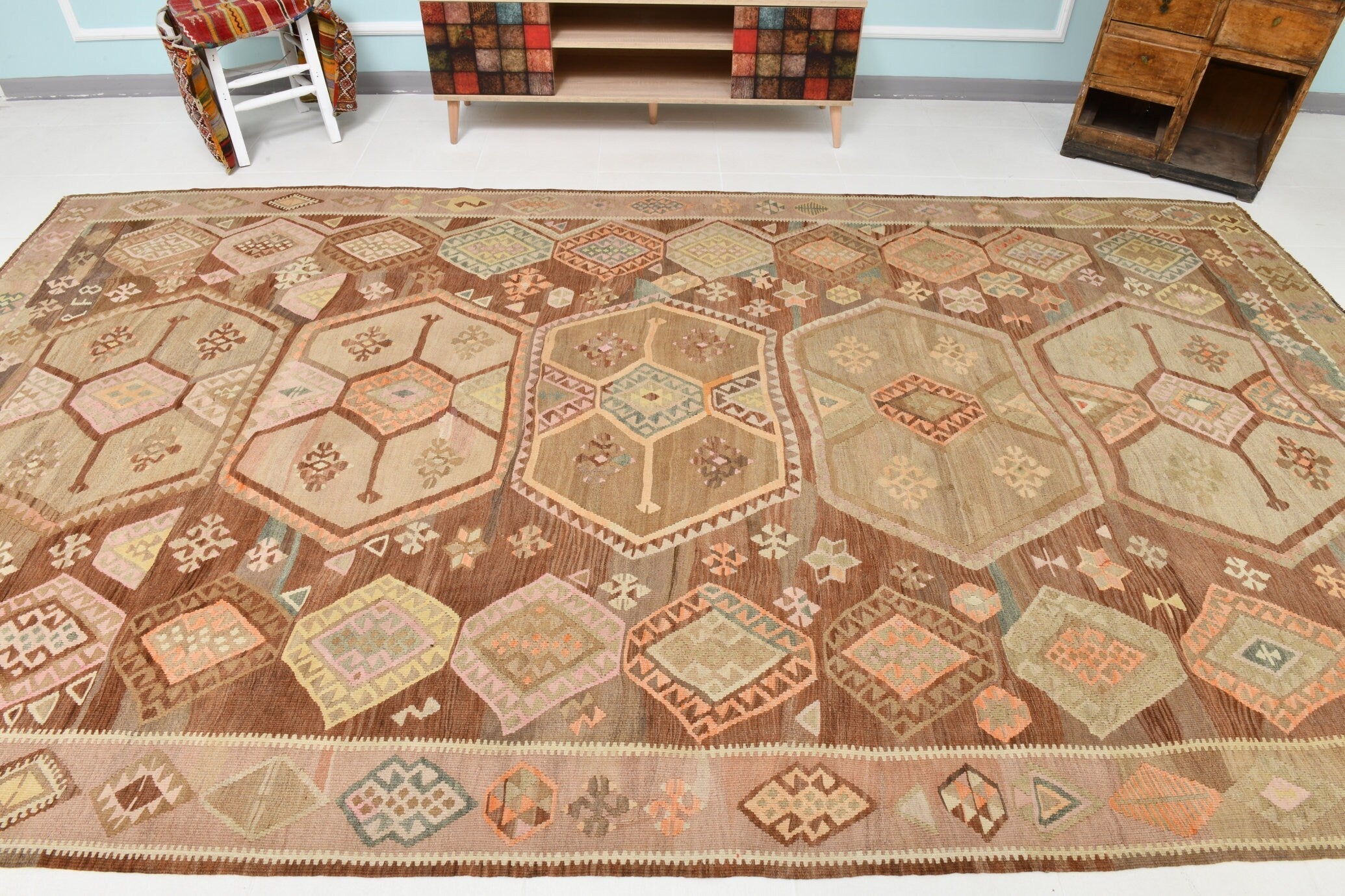 Turkish Kilim Old Rug 12’6’’ x 7’1’’