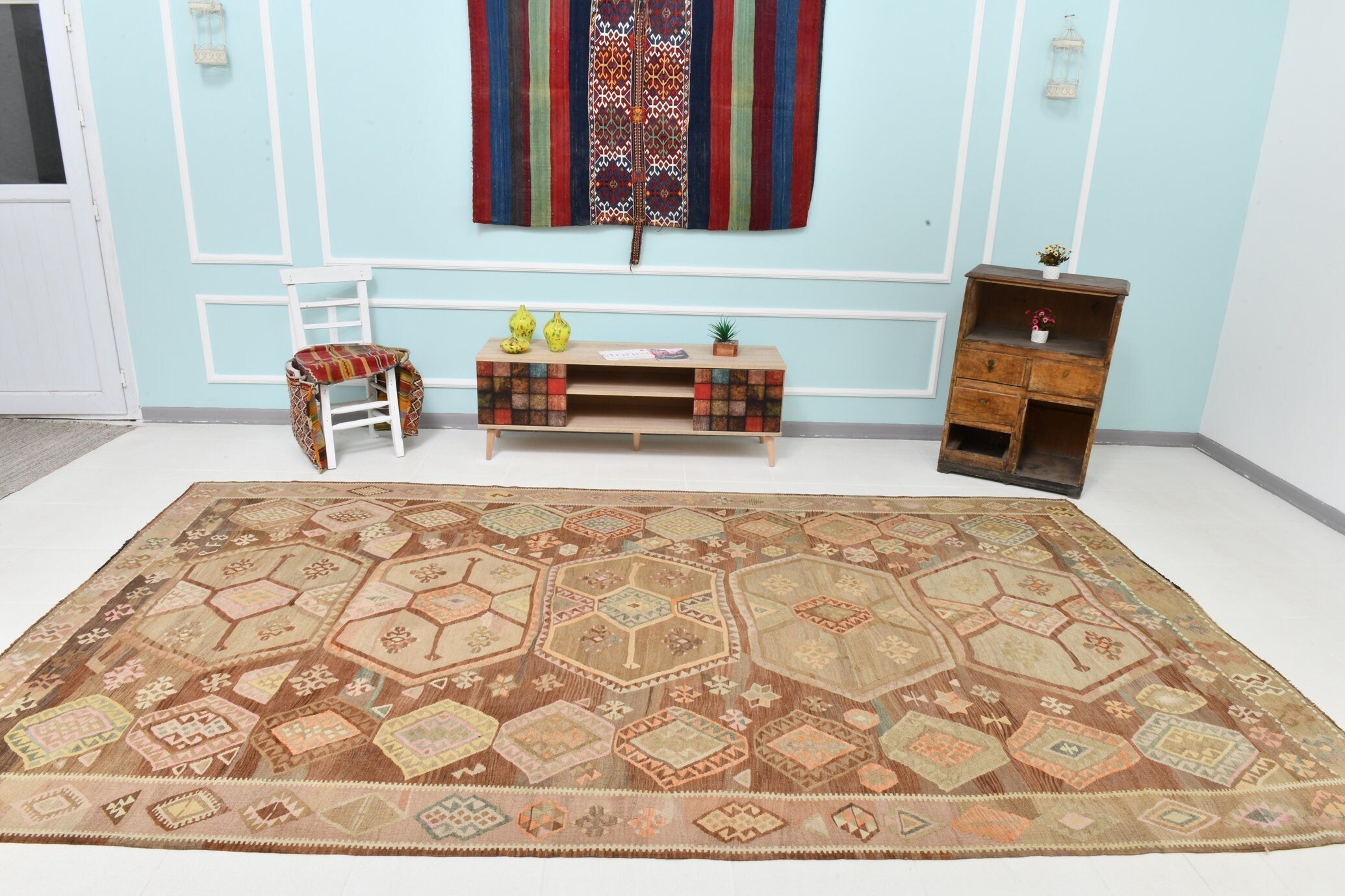 Turkish Kilim Old Rug 12’6’’ x 7’1’’