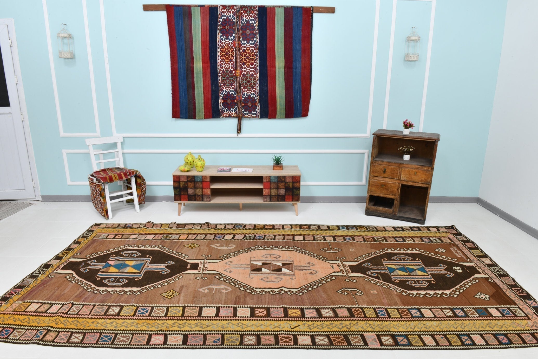 Turkish Kilim Old Rug 12’8’’ x 6’1’’