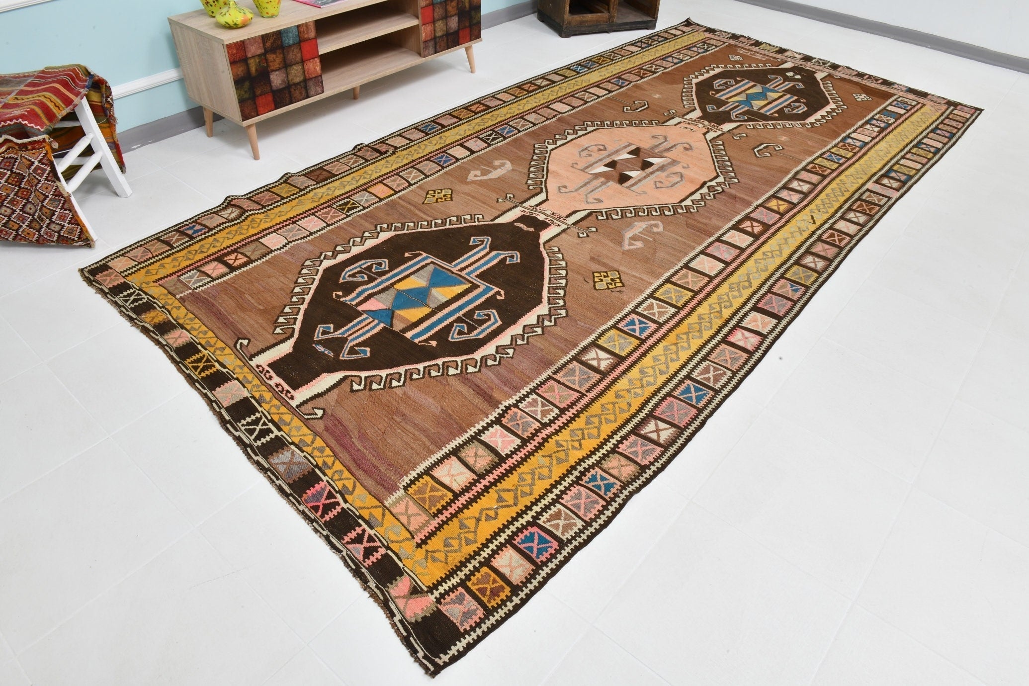 Turkish Kilim Old Rug 12’8’’ x 6’1’’