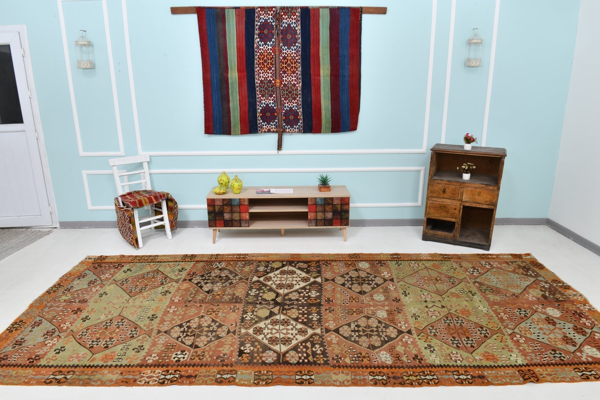 Turkish Kilim Old Rug 13’2’ x 5’9’