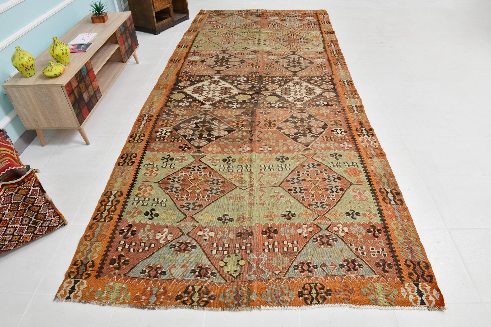 Turkish Kilim Old Rug 13’2’ x 5’9’