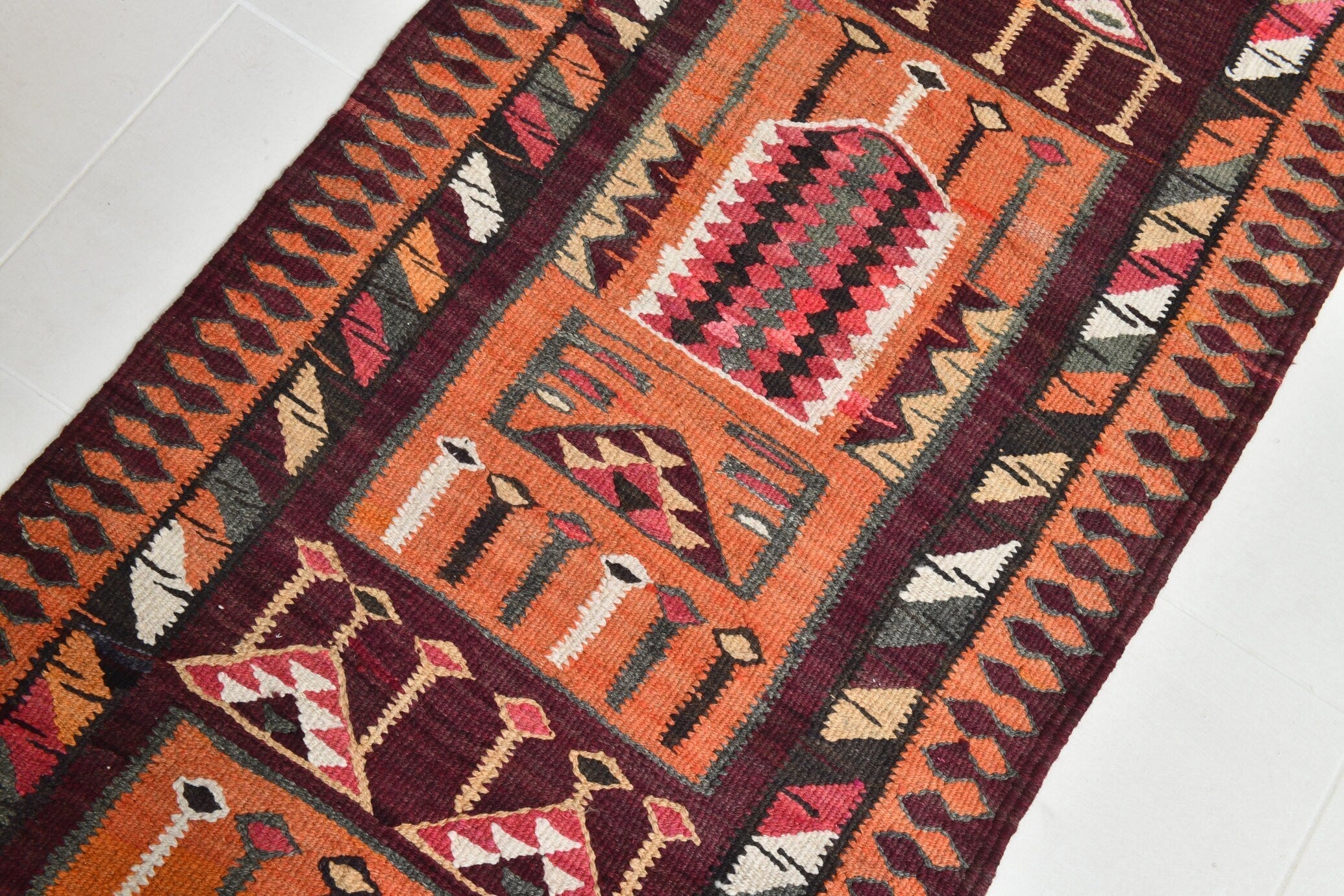 Turkish Kilim Old Rug 2’10’ x 10’6’