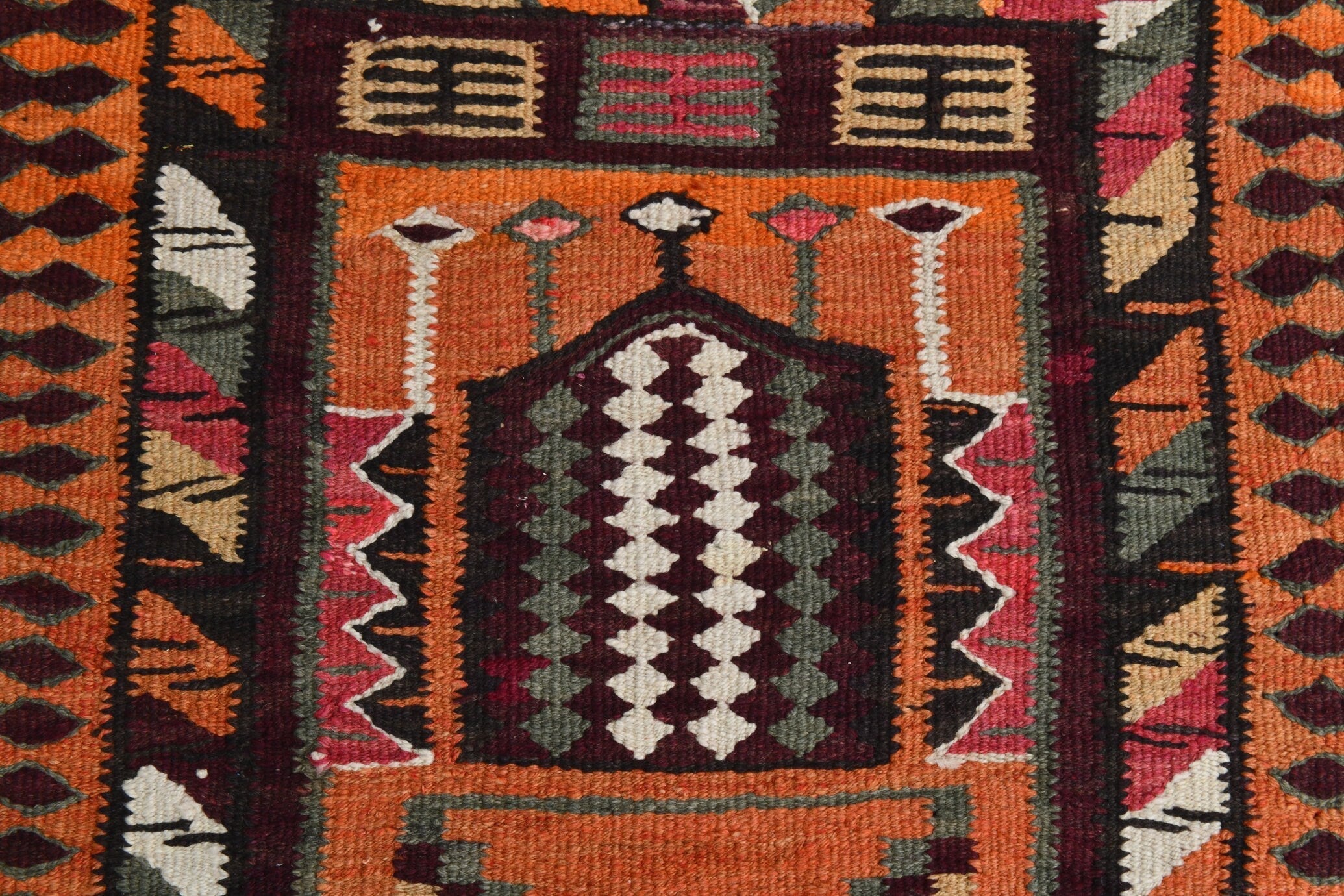 Turkish Kilim Old Rug 2’10’ x 10’6’