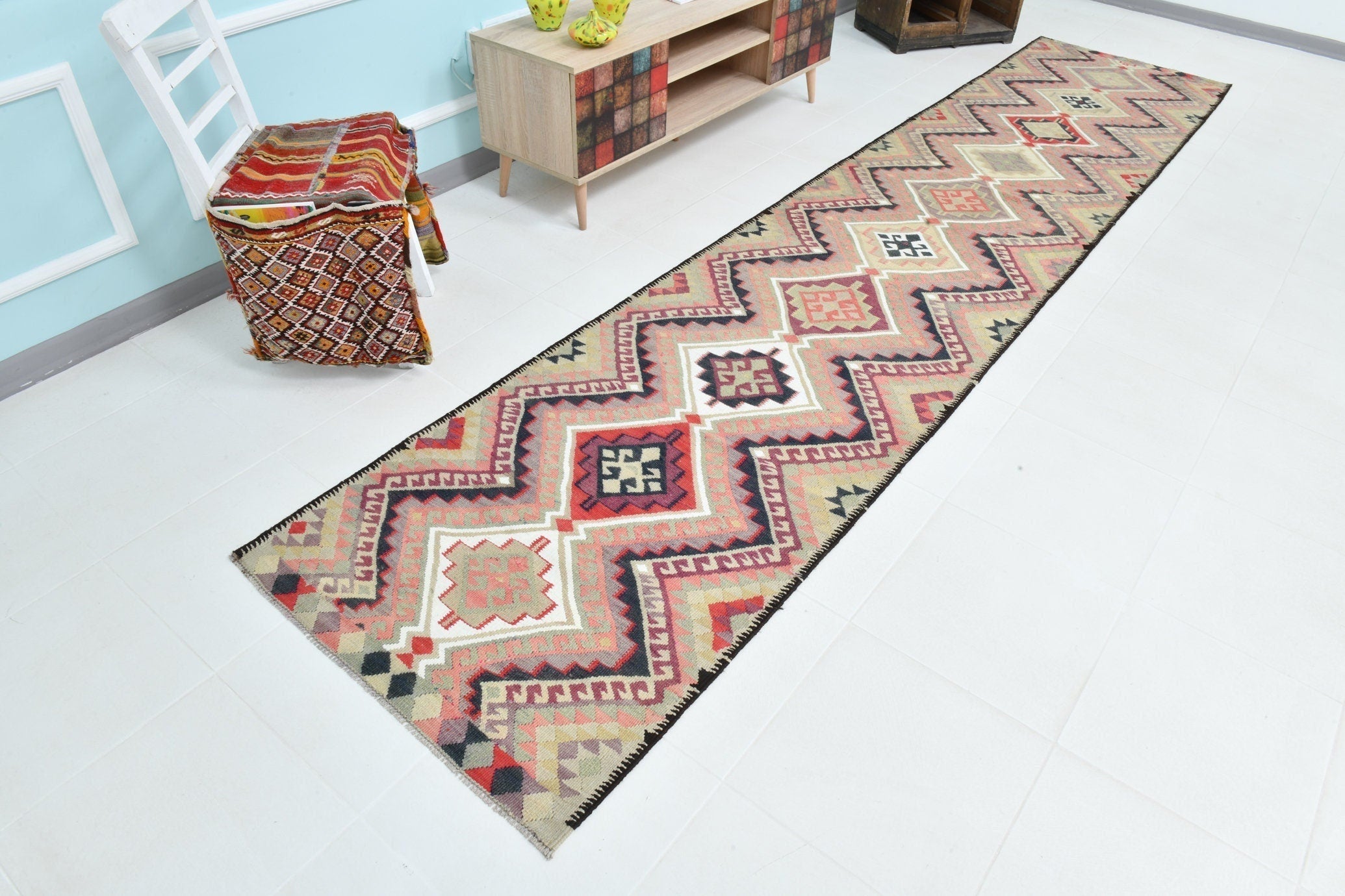 Turkish Kilim Old Rug 2’11’ x 14’0’