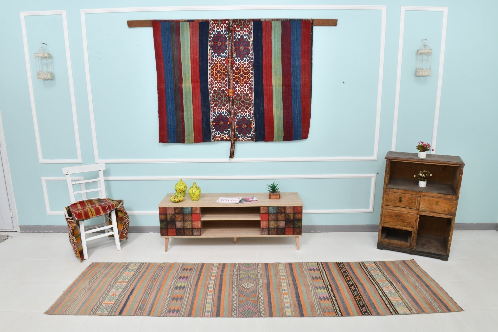 Turkish Kilim Old Rug 2’7’ x 9’11’