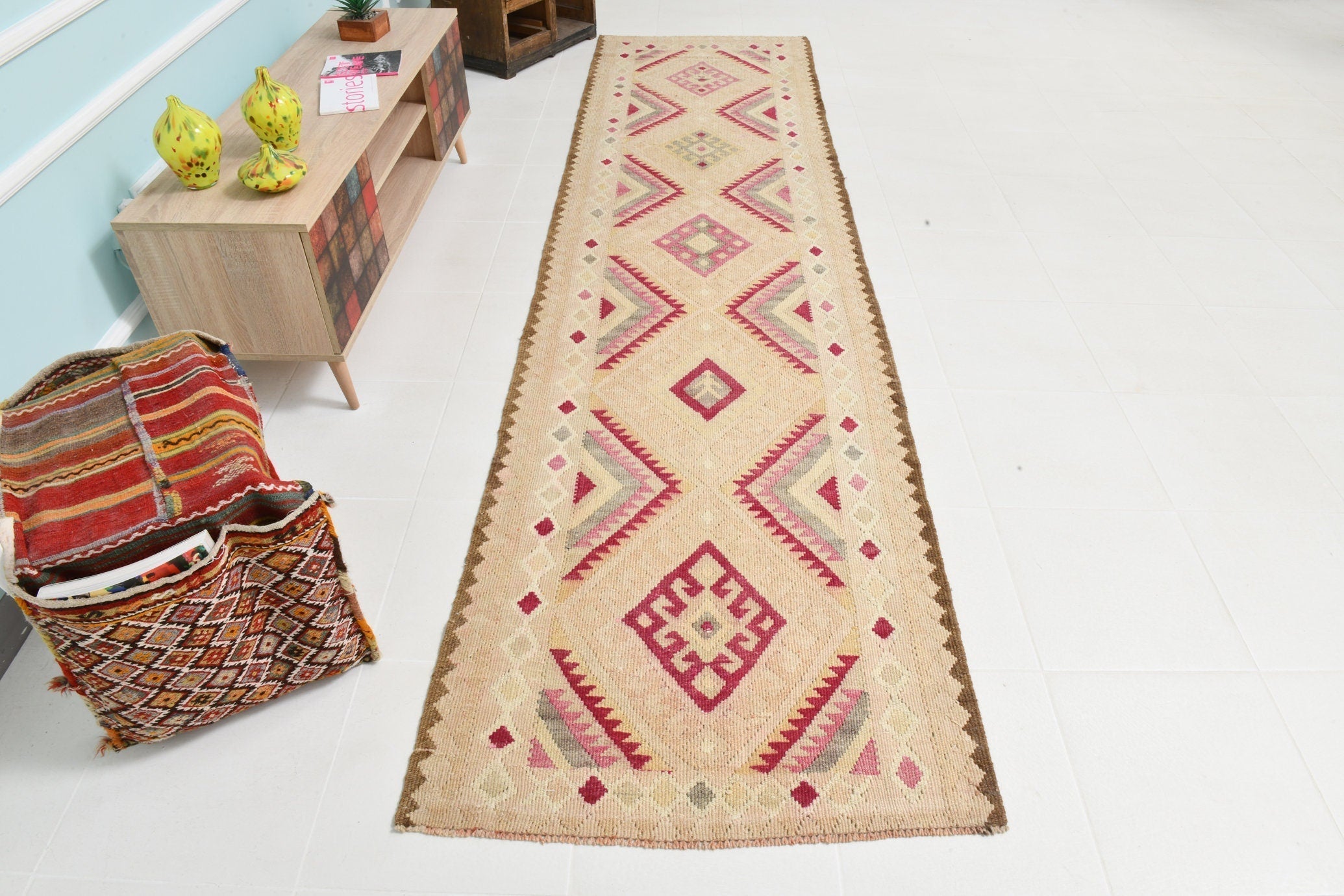 Turkish Kilim Old Rug 3’1’ x 12’2’