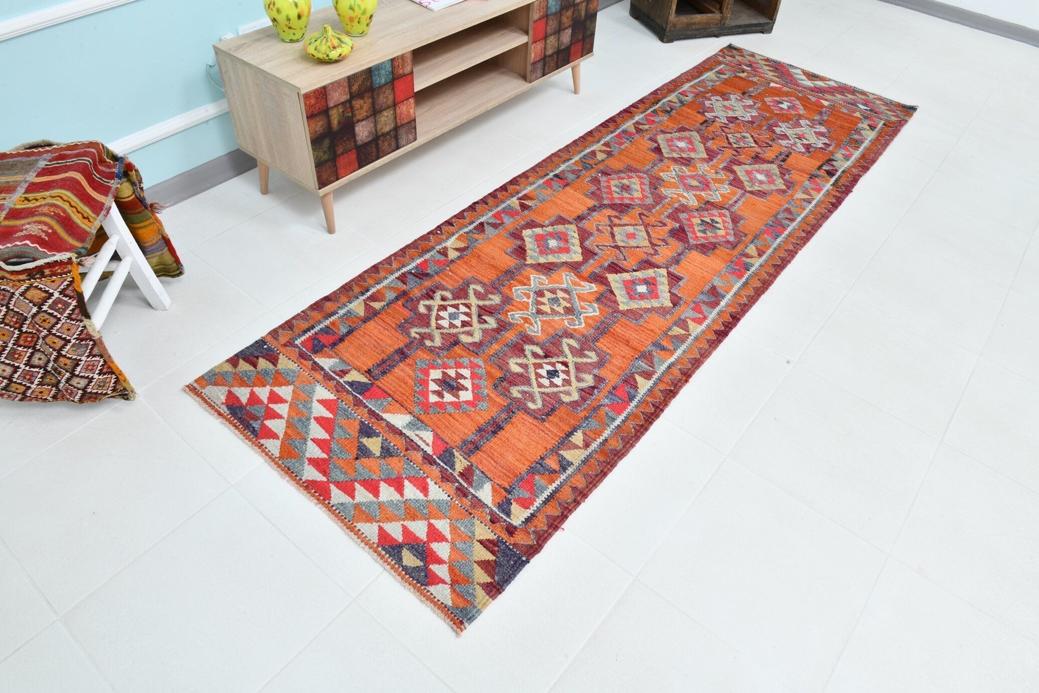 Turkish Kilim Old Rug 3’1’ x 9’10’