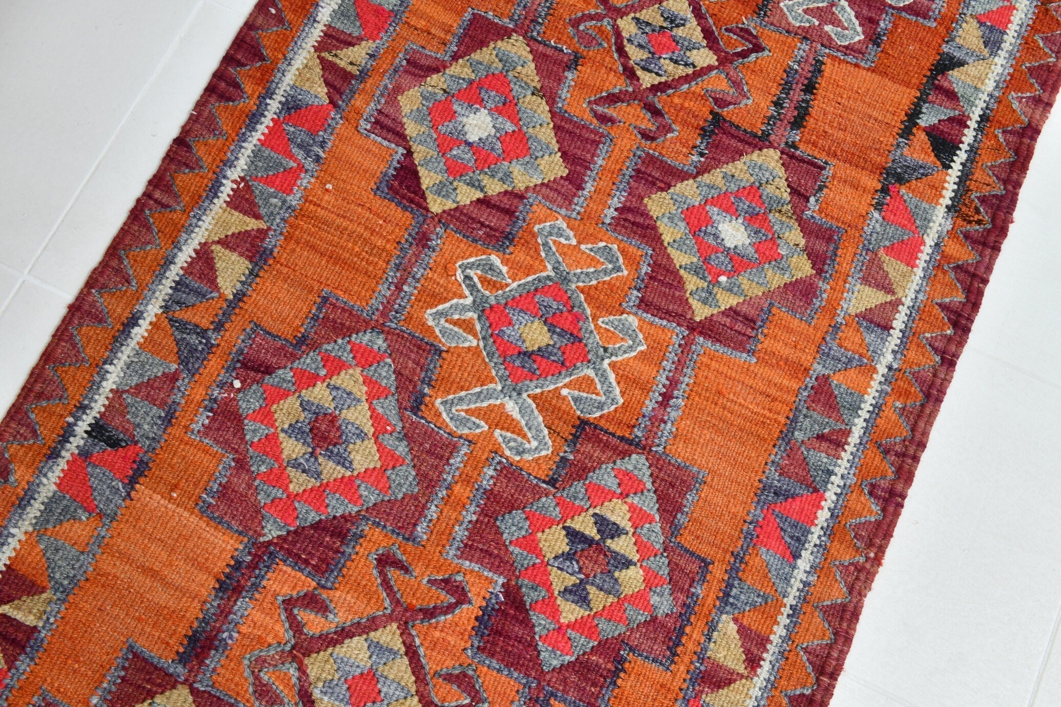 Turkish Kilim Old Rug 3’1’ x 9’10’
