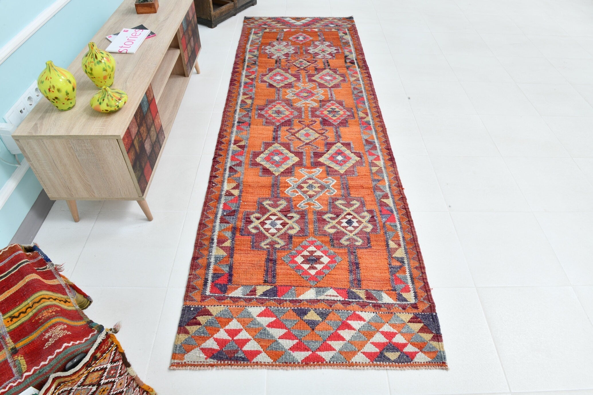 Turkish Kilim Old Rug 3’1’ x 9’10’