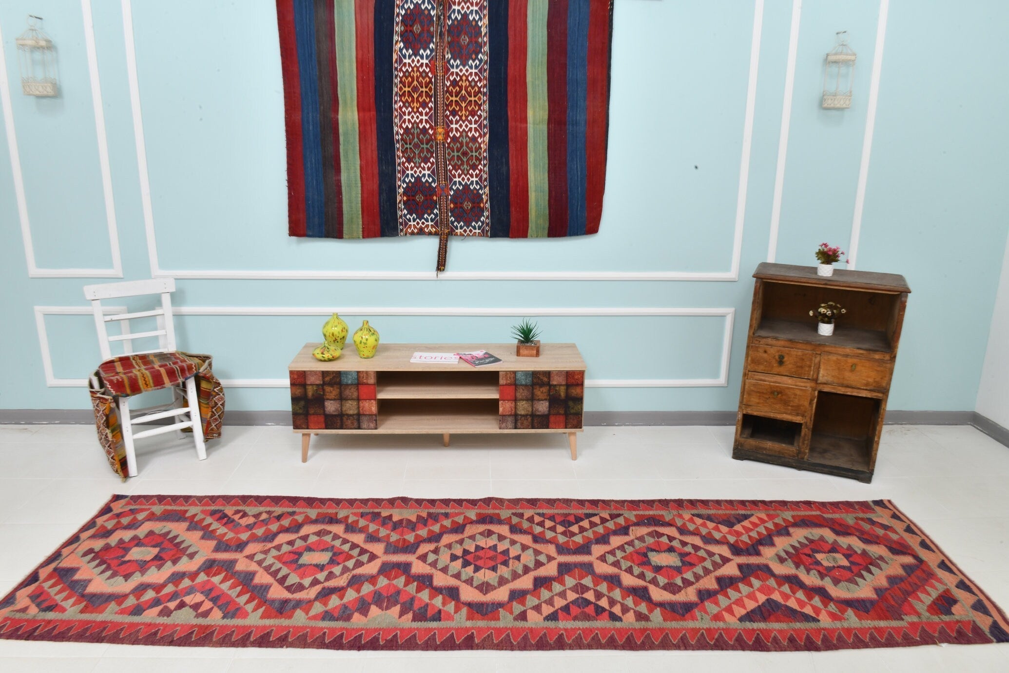 Turkish Kilim Old Rug 3’3’ x 11’3’