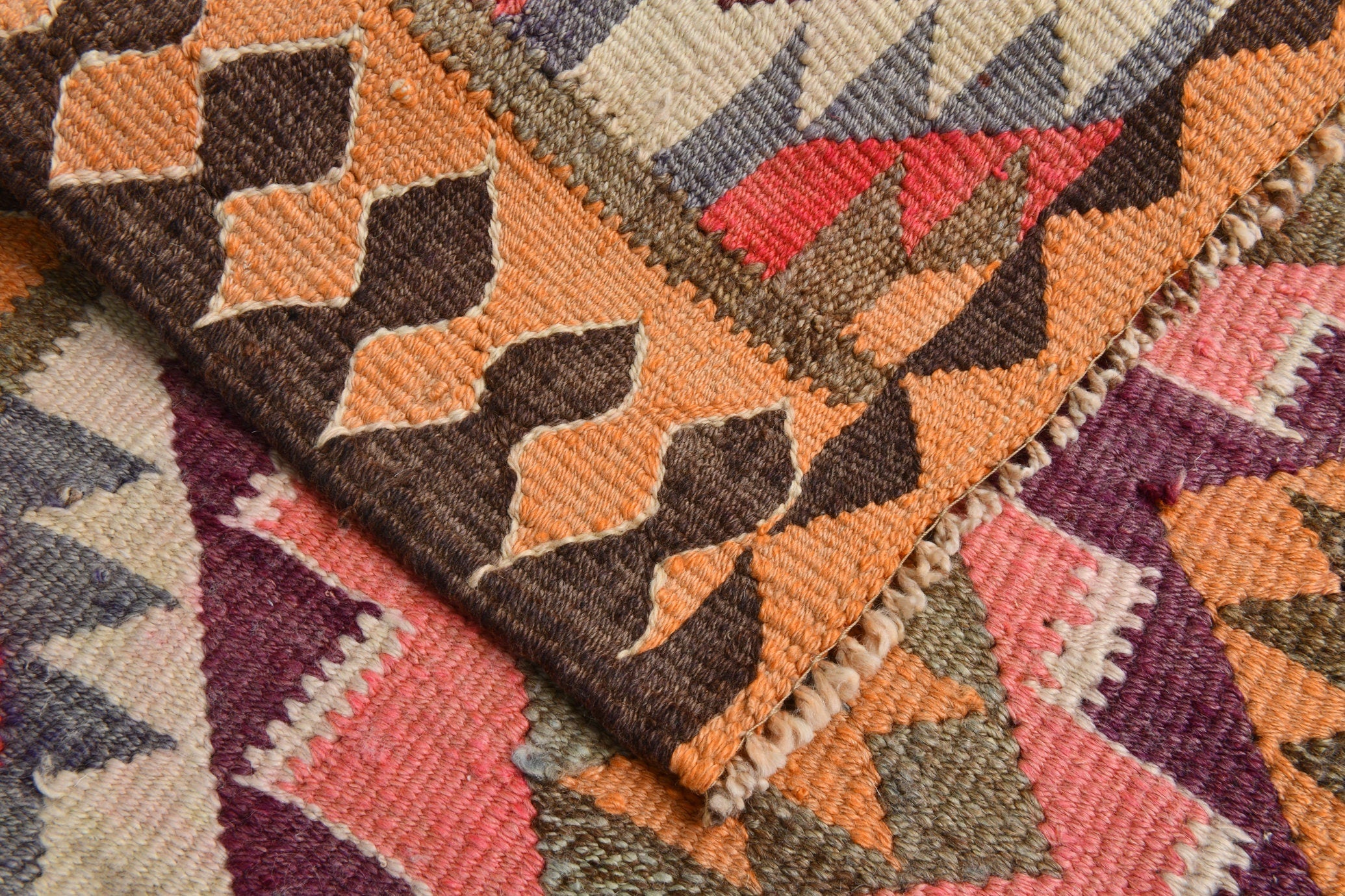 Turkish Kilim Old Rug 3’4’ x 10’11’