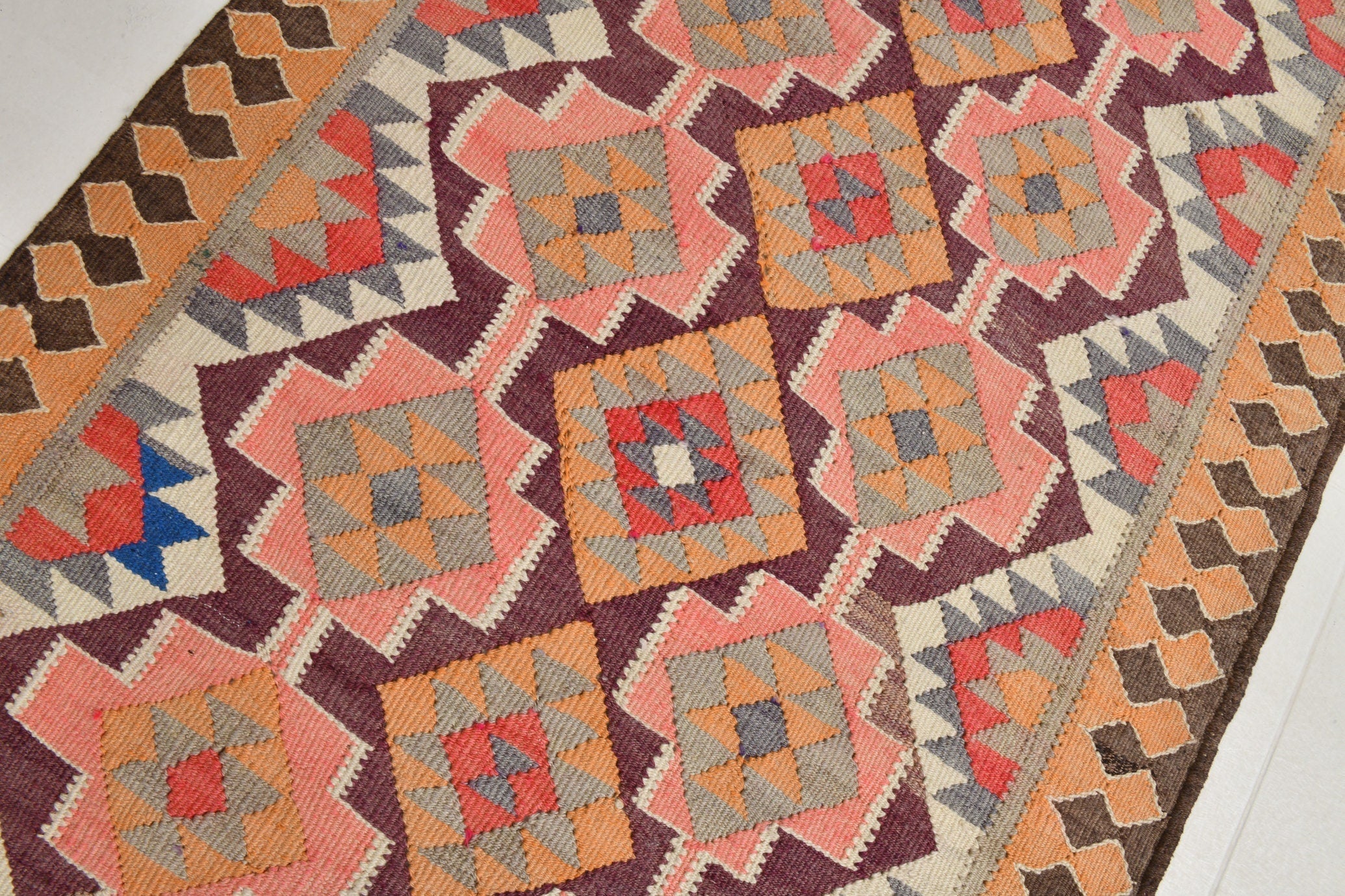 Turkish Kilim Old Rug 3’4’ x 10’11’