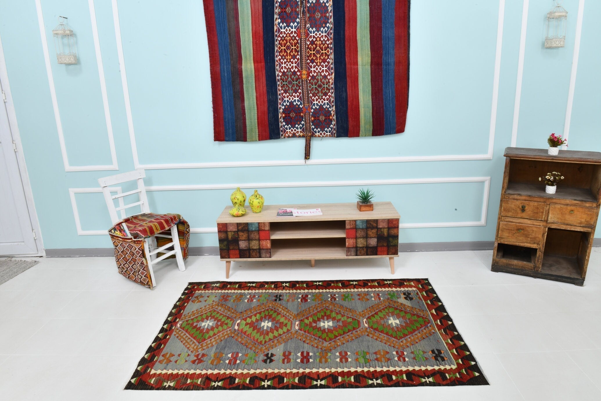 Turkish Kilim Old Rug 4’0’’ x 6’3’’