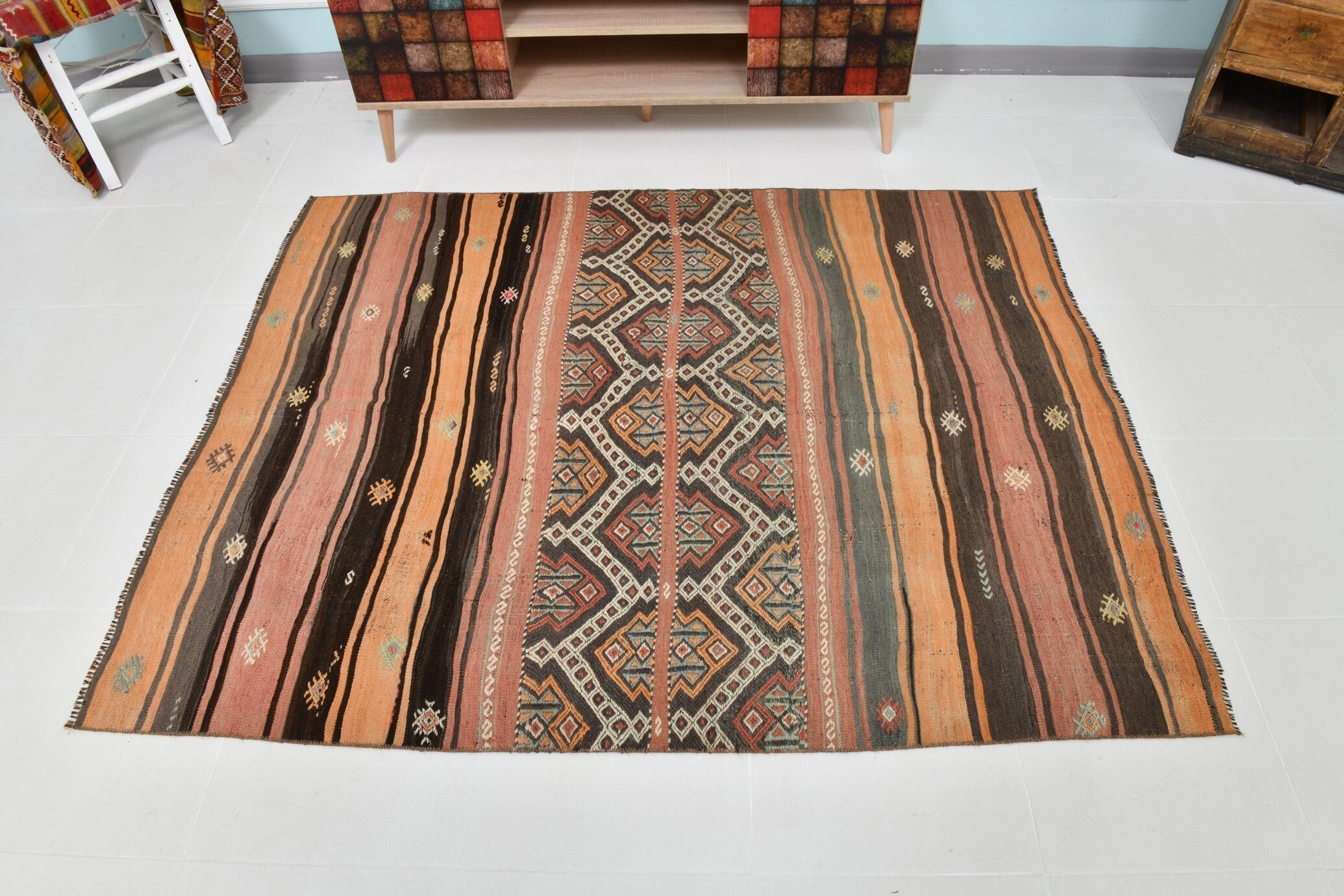 Turkish Kilim Old Rug 4’10’’ x 6’0’’