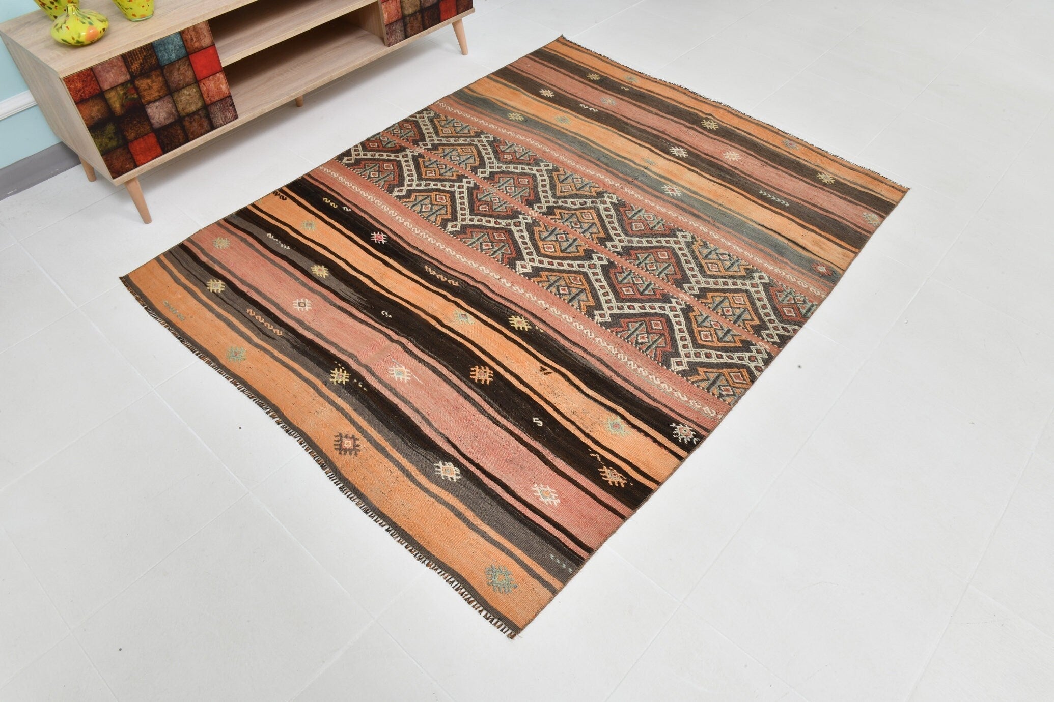 Turkish Kilim Old Rug 4’10’’ x 6’0’’