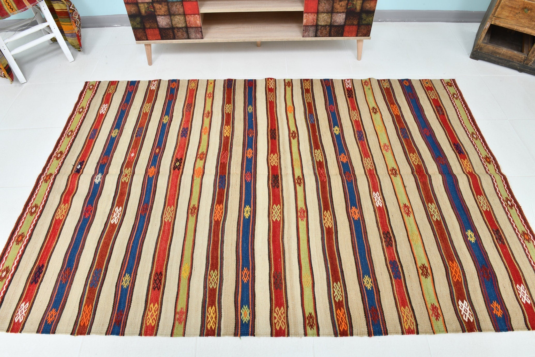Turkish Kilim Old Rug 4’10’’ x 7’9’’
