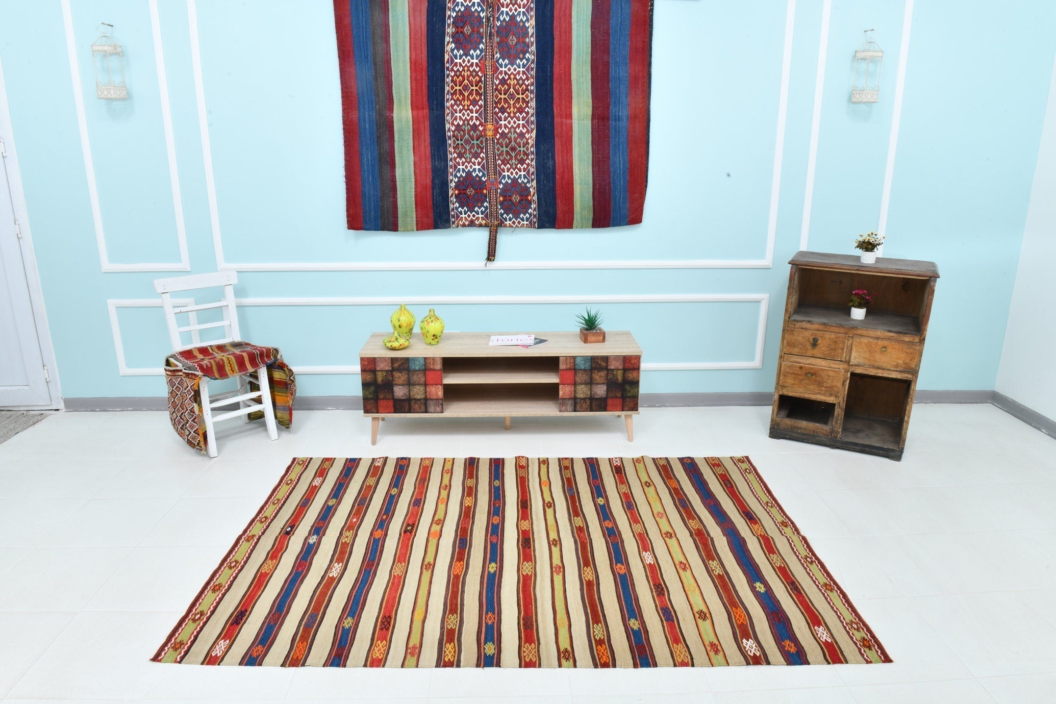 Turkish Kilim Old Rug 4’10’’ x 7’9’’