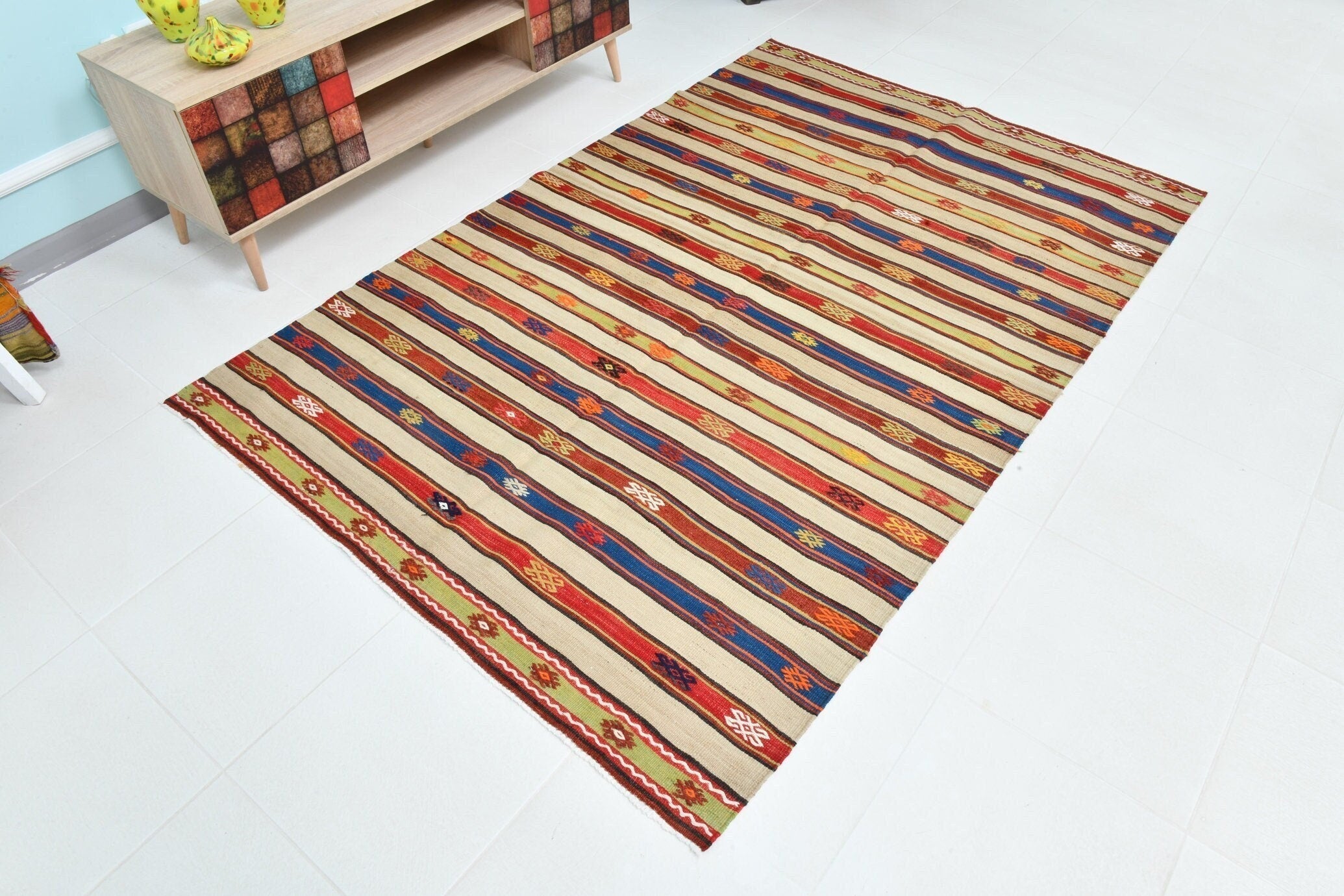 Turkish Kilim Old Rug 4’10’’ x 7’9’’