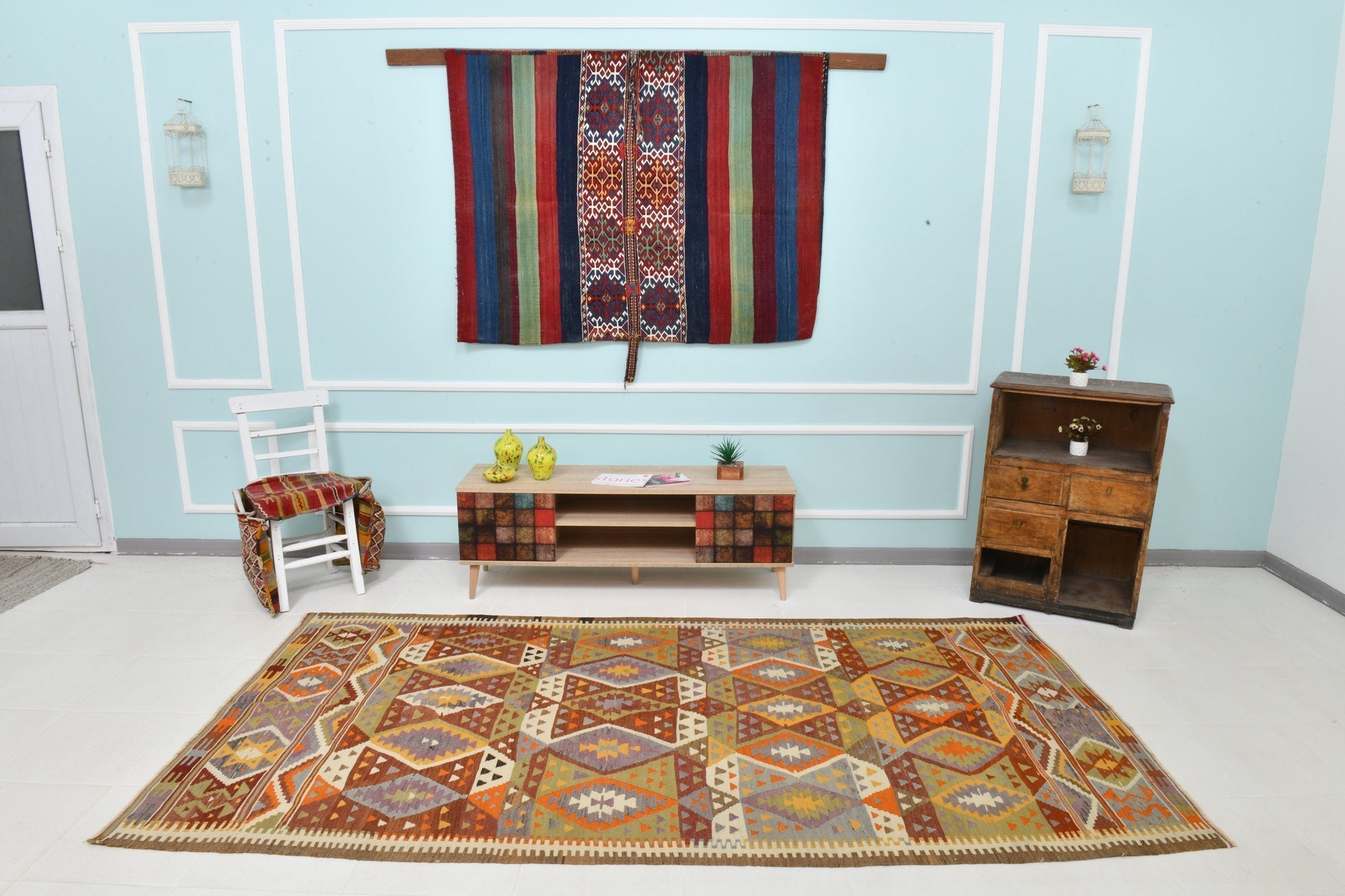 Turkish Kilim Old Rug 4’11’’ x 9’7’’