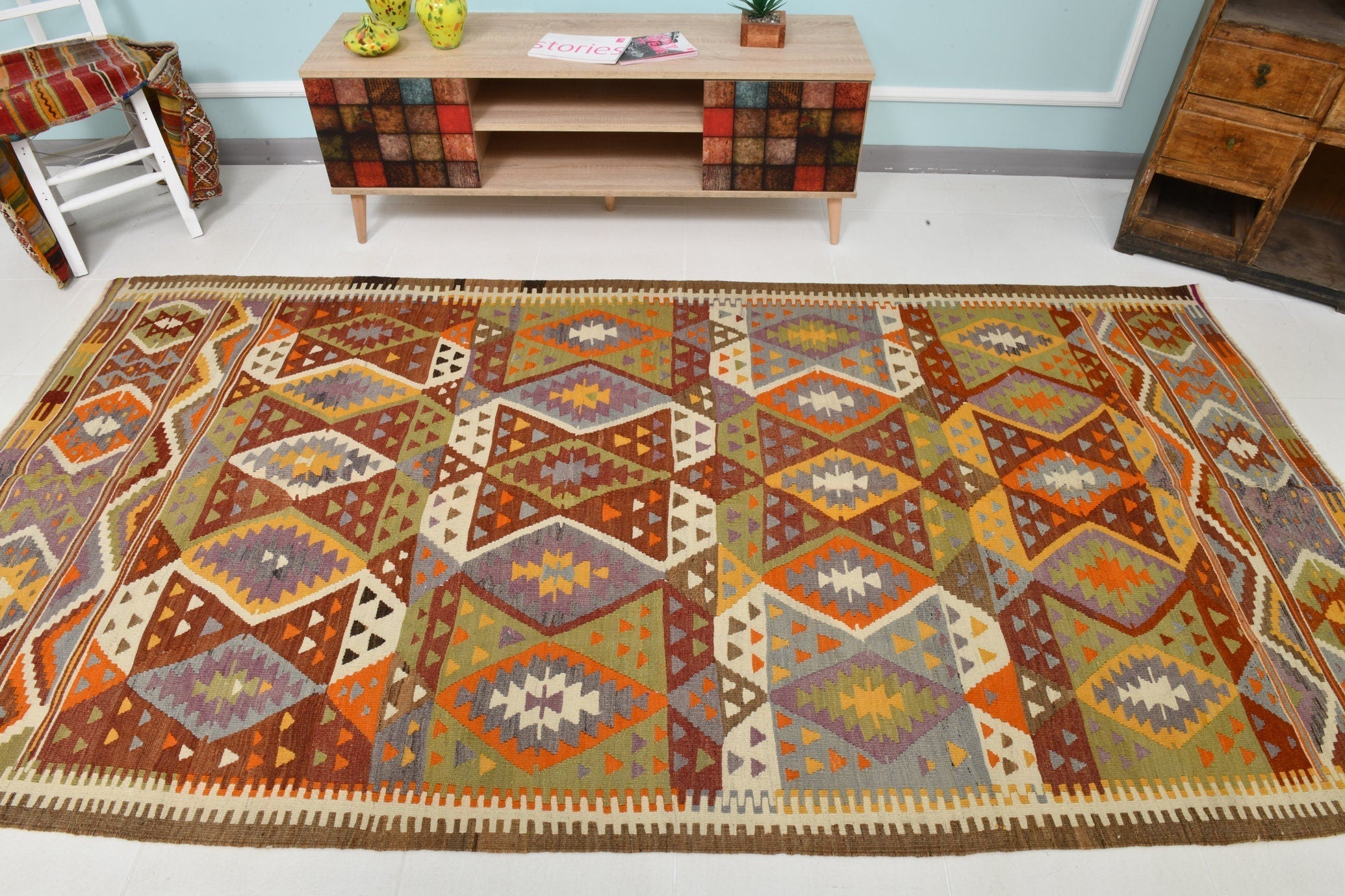 Turkish Kilim Old Rug 4’11’’ x 9’7’’