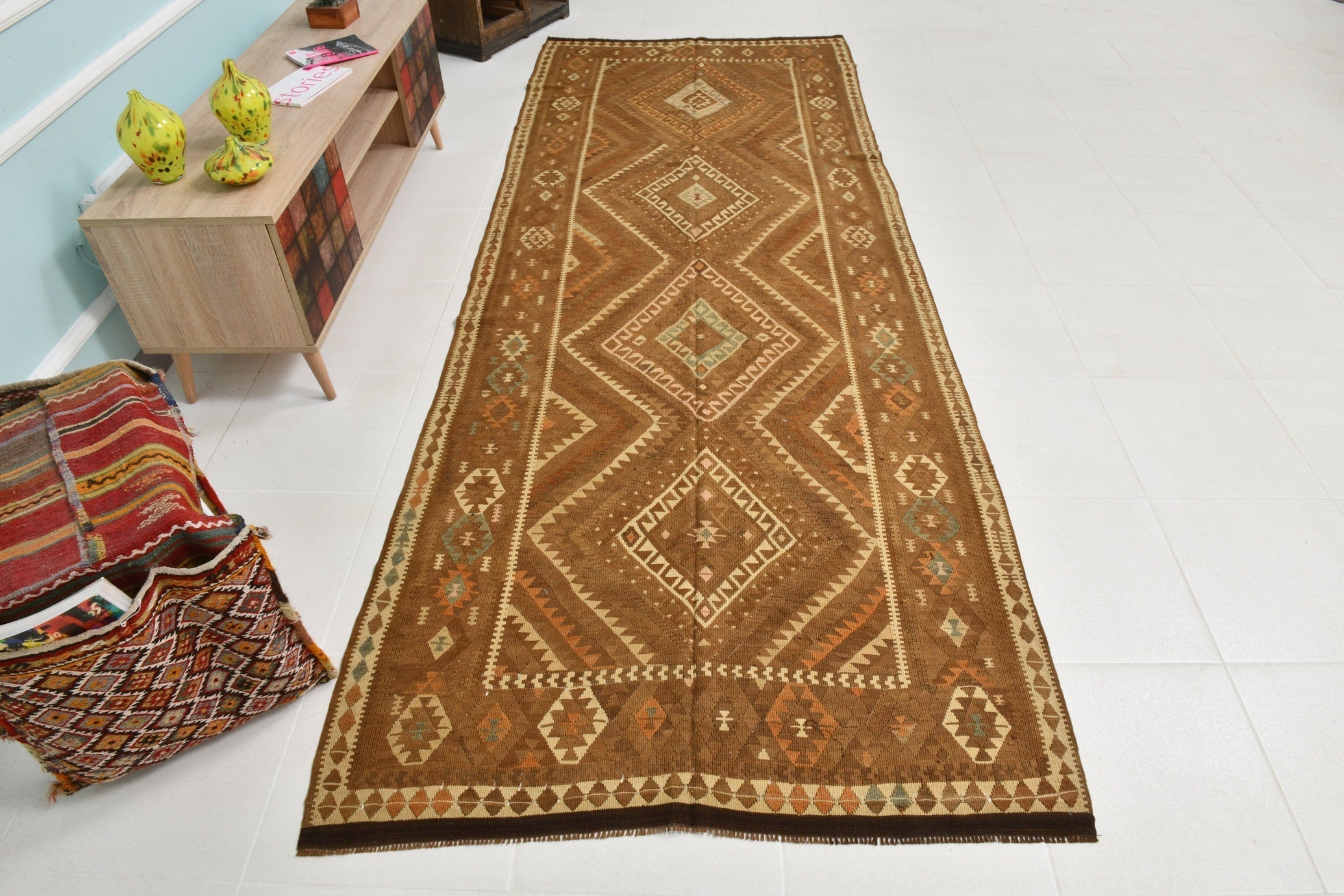 Turkish Kilim Old Rug 4’2’ x 11’3’