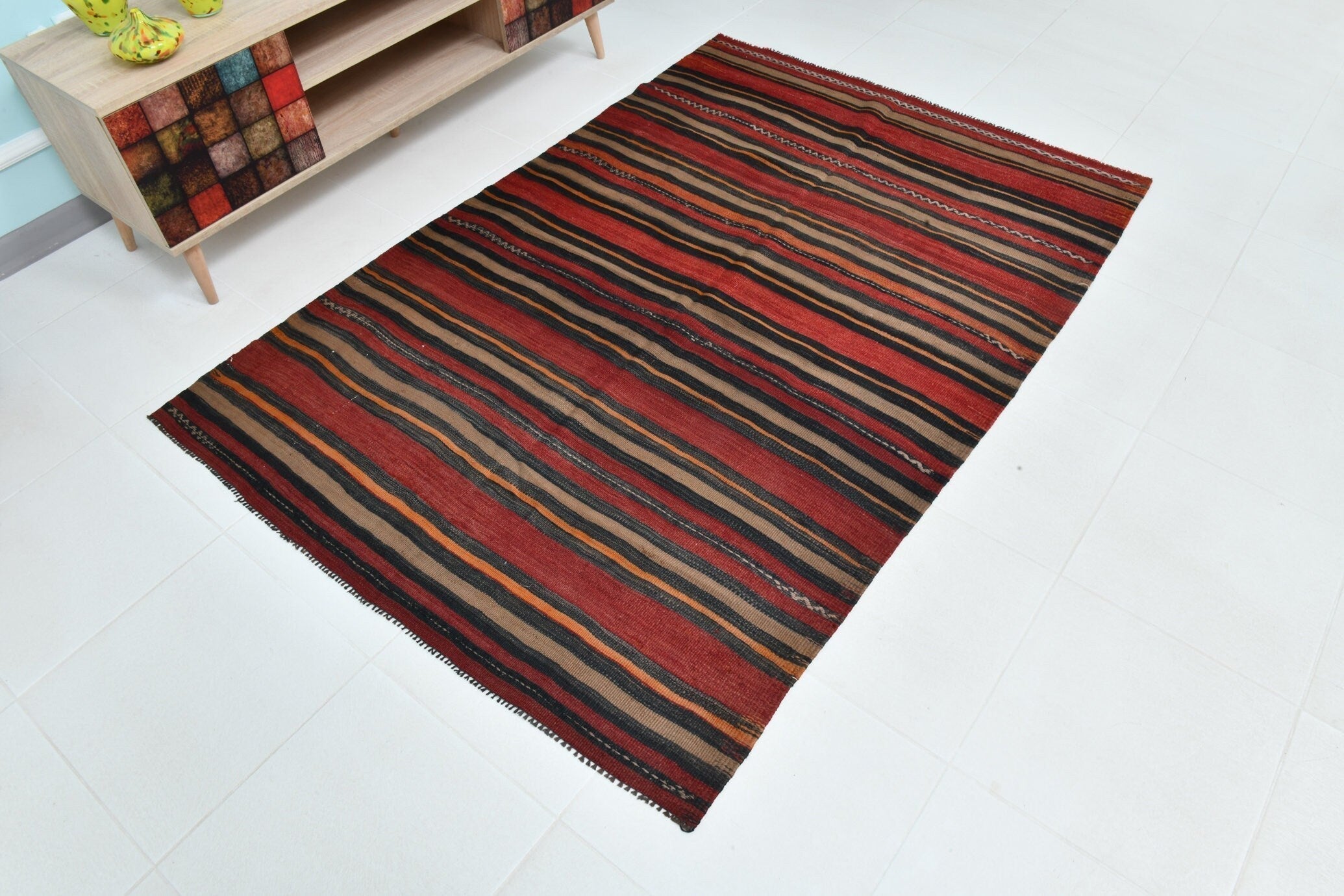 Turkish Kilim Old Rug 4’4’’ x 6’6’’