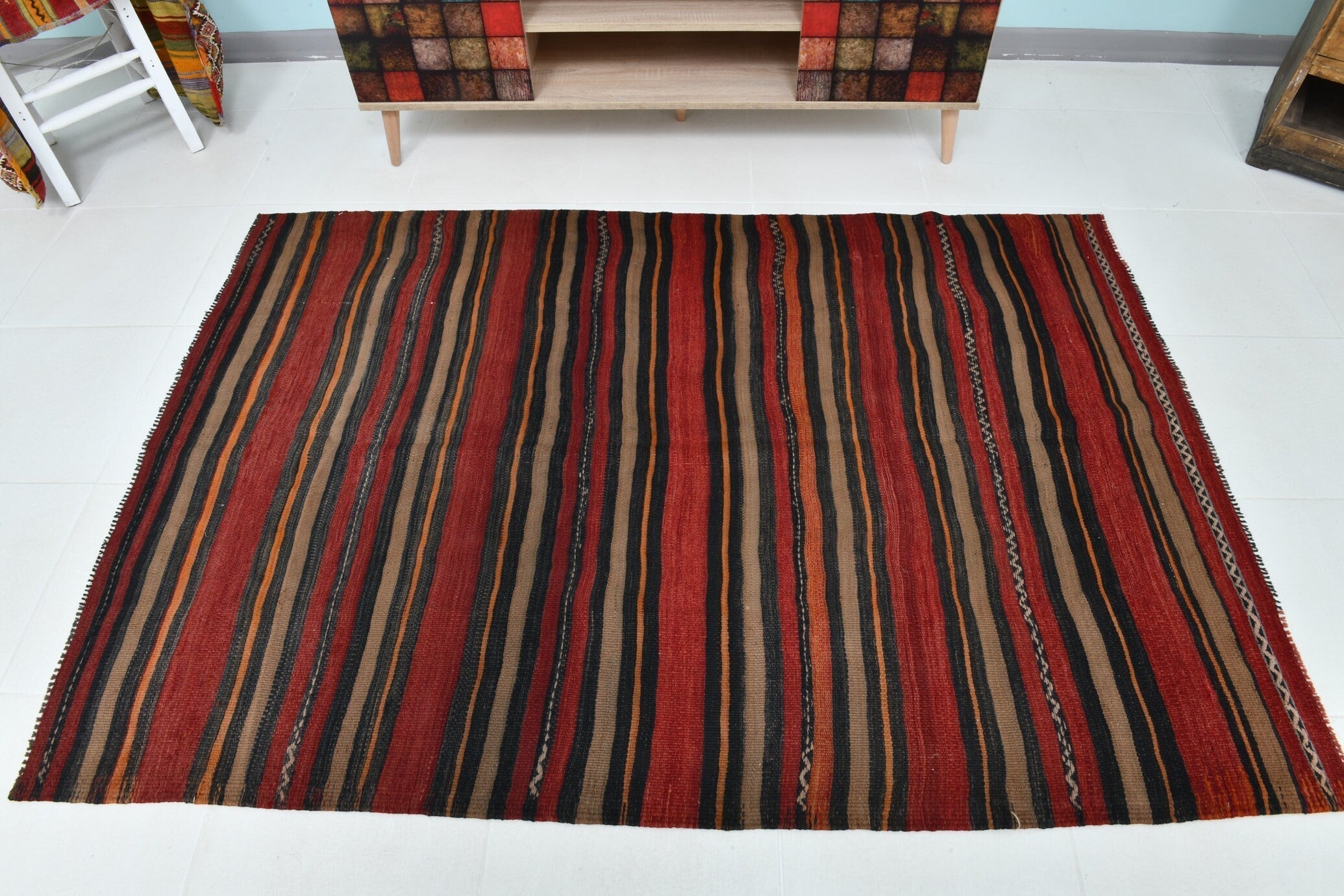 Turkish Kilim Old Rug 4’4’’ x 6’6’’