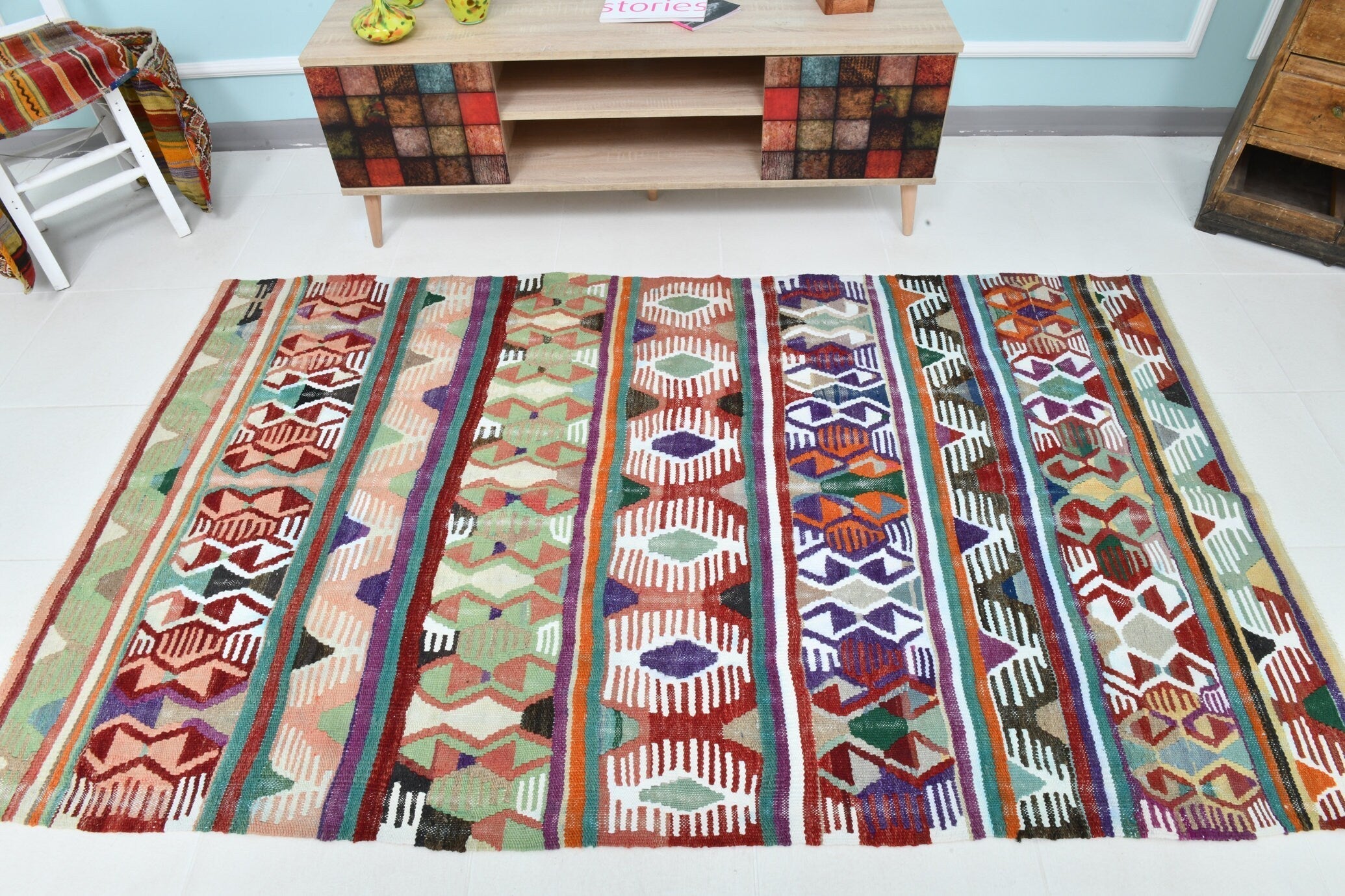 Turkish Kilim Old Rug 4’4’’ x 7’5’’