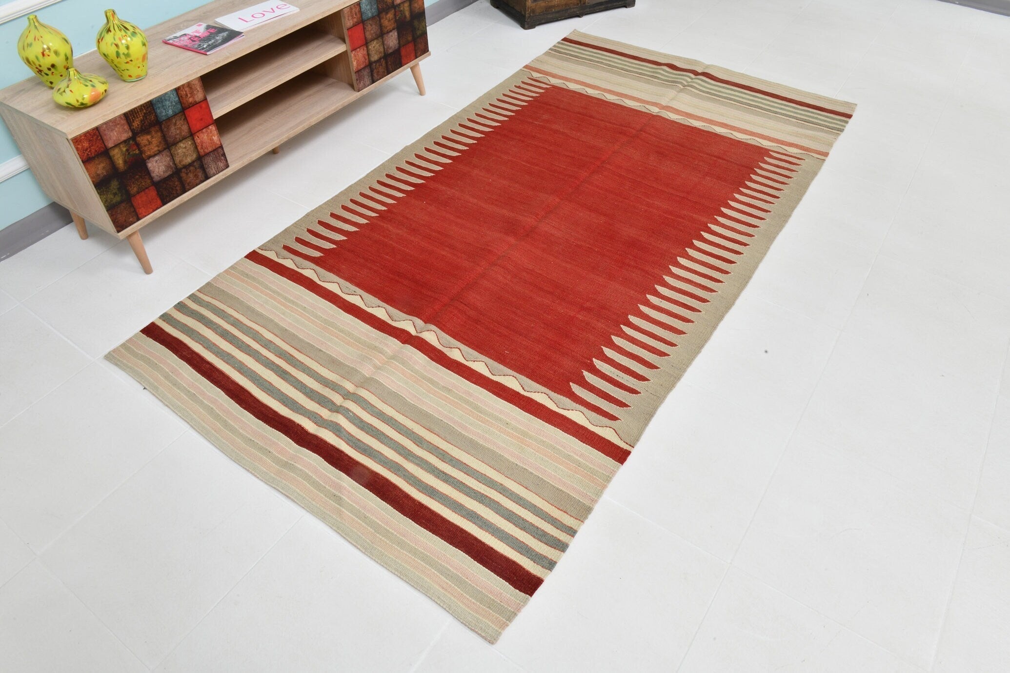 Turkish Kilim Old Rug 4’4’’ x 8’4’’