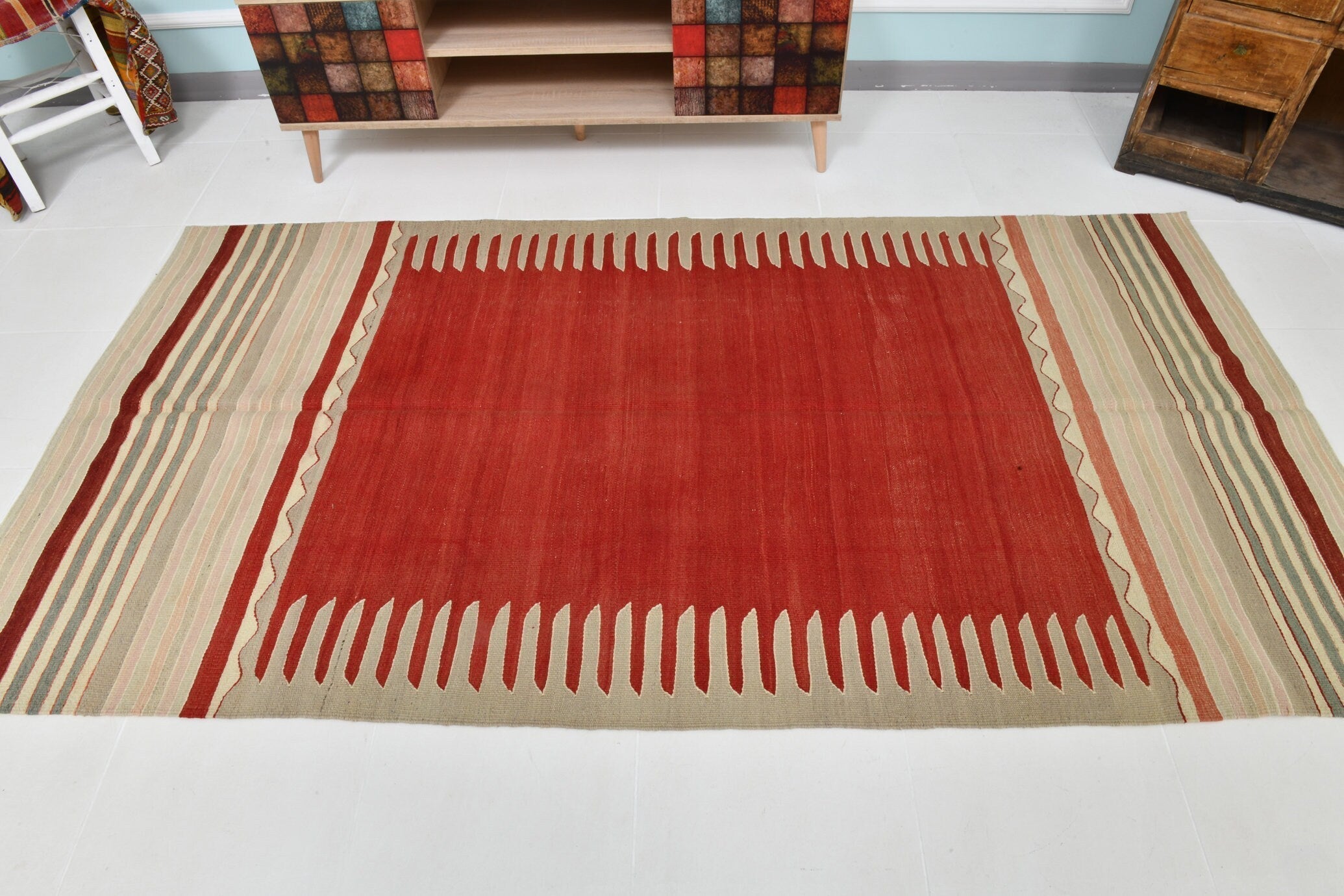 Turkish Kilim Old Rug 4’4’’ x 8’4’’