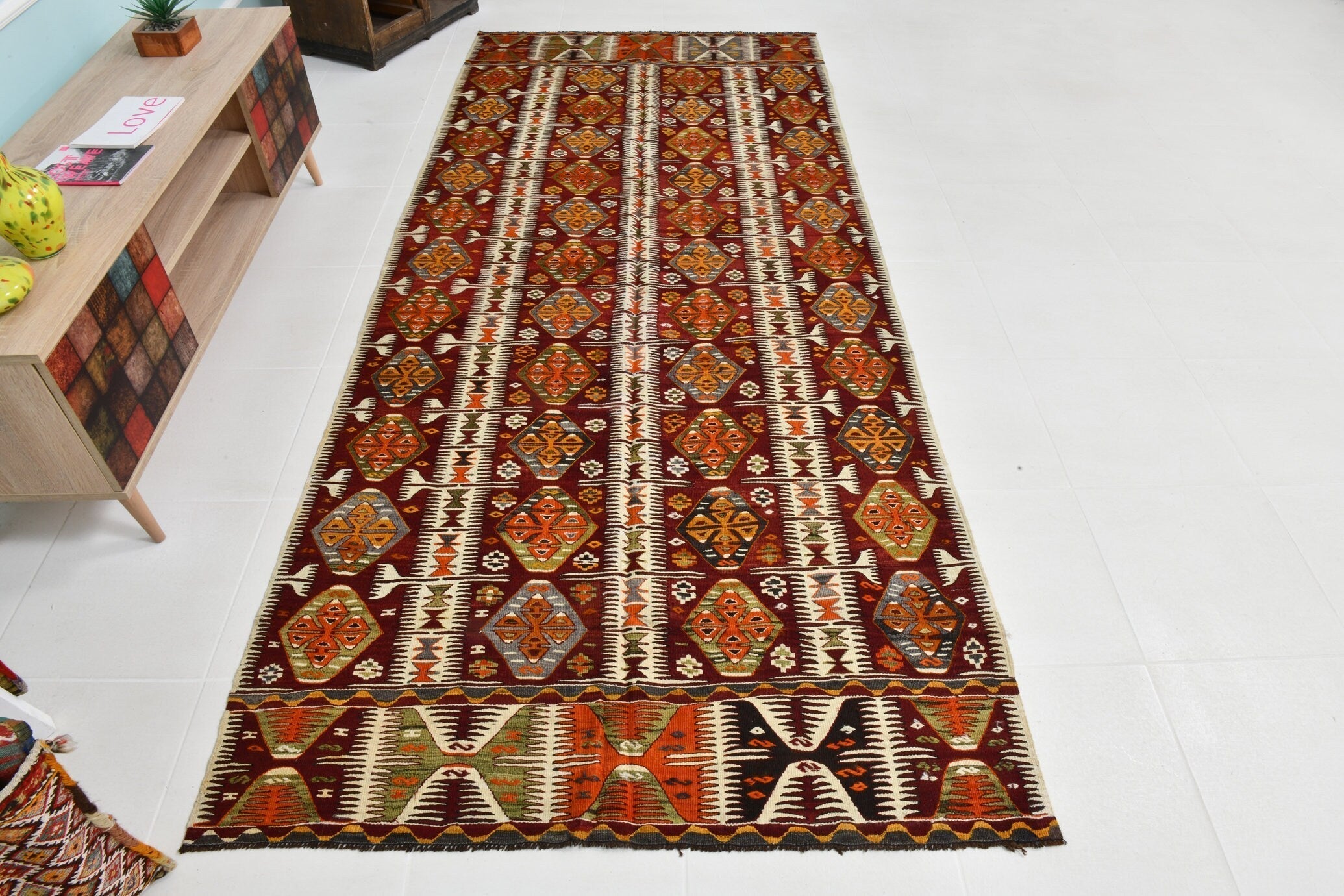 Turkish Kilim Old Rug 4’4’ x 9’11’