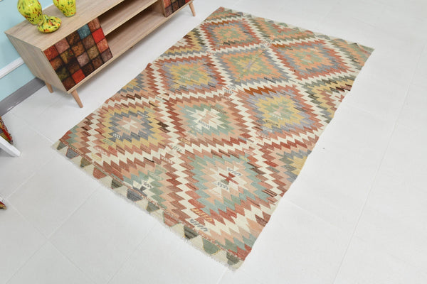 Turkish Kilim Old Rug 4’5’’ x 6’4’’