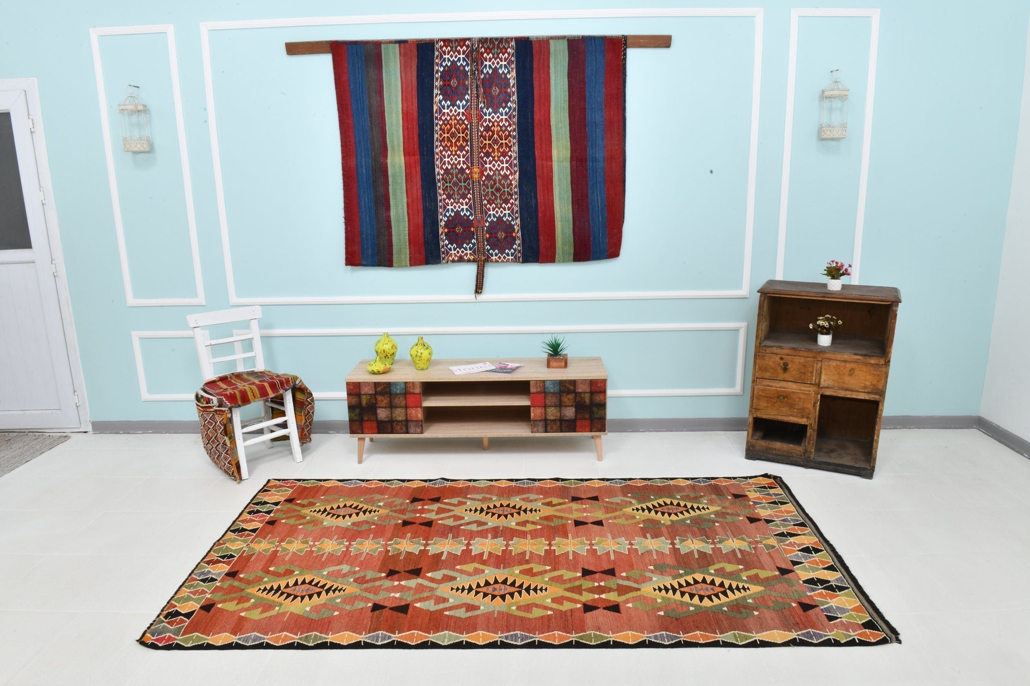 Turkish Kilim Old Rug 4’6’’ x 8’6’’