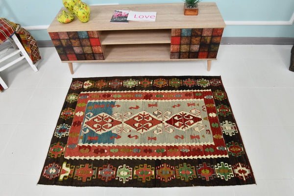 Turkish Kilim Old Rug 4’8’ x 3’3’