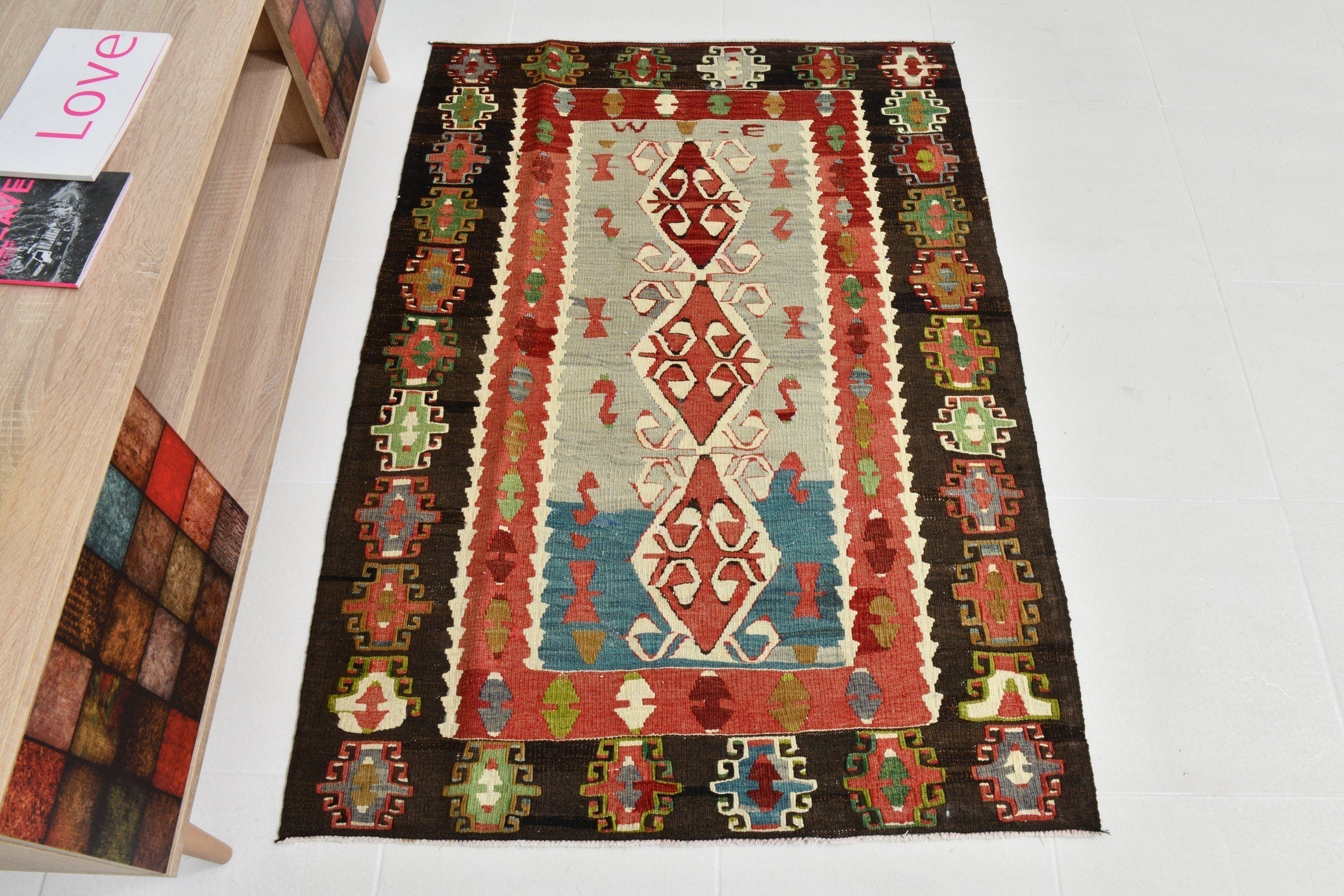 Turkish Kilim Old Rug 4’8’ x 3’3’