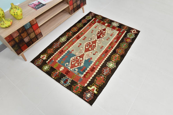 Turkish Kilim Old Rug 4’8’ x 3’3’
