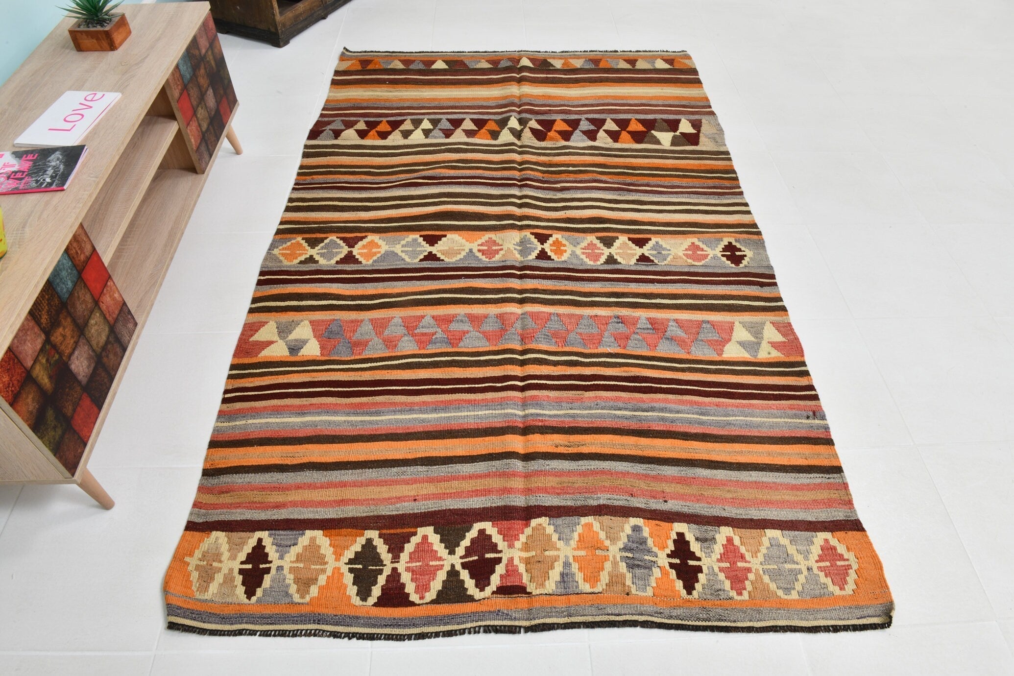 Turkish Kilim Old Rug 4’9’’ x 7’8’’