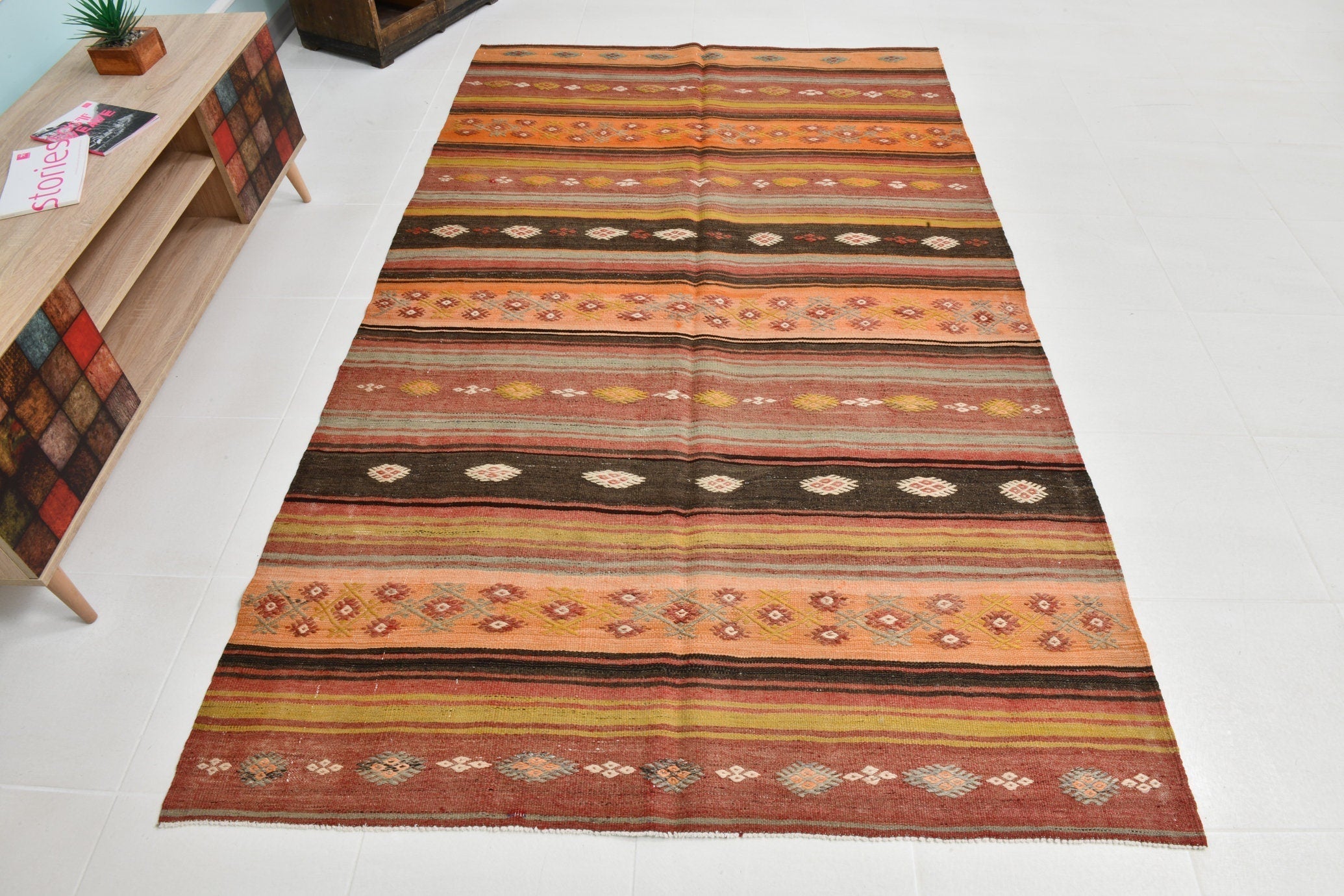 Turkish Kilim Old Rug 5’0’’ x 8’7’’